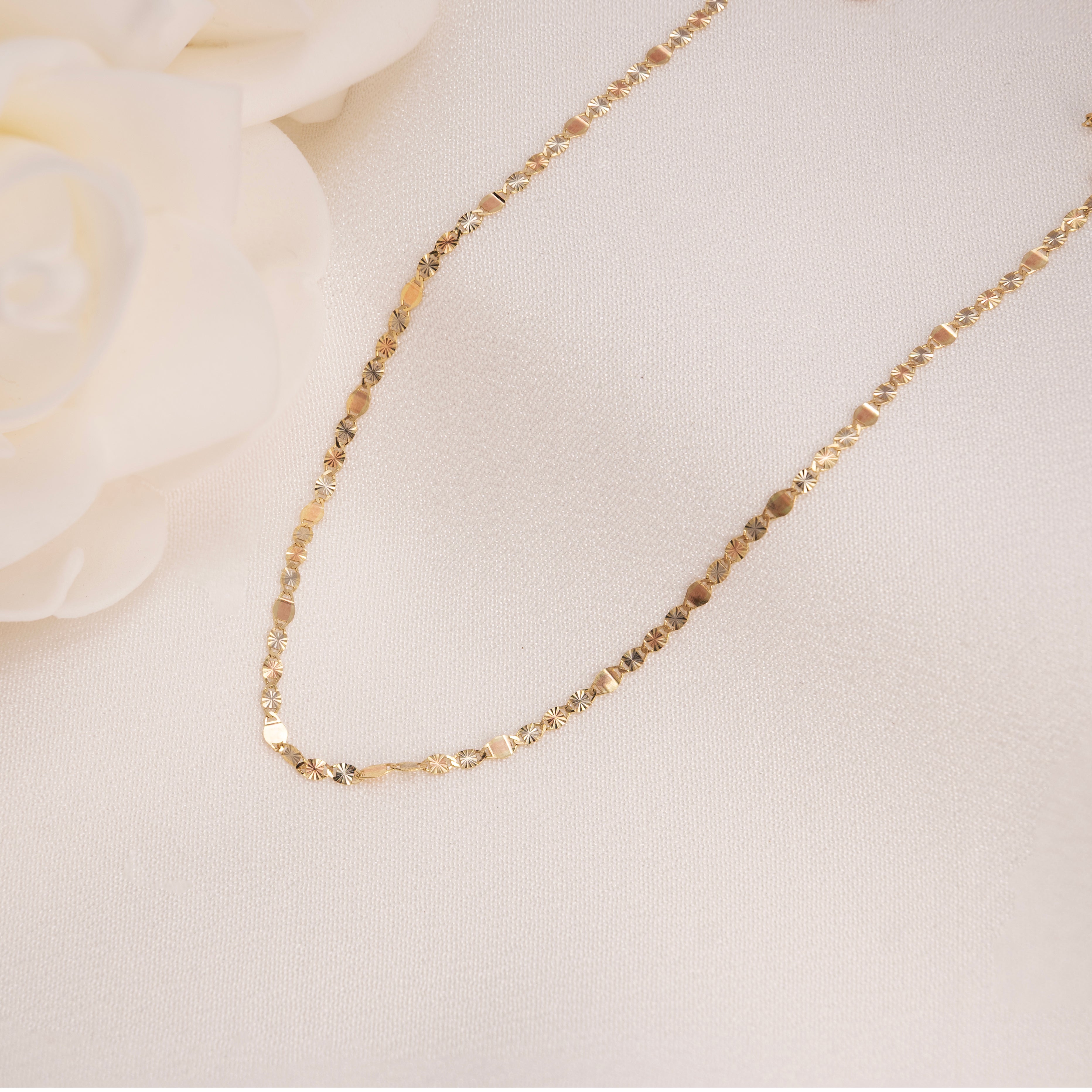 14k Tricolor Valentino Mirror Necklace