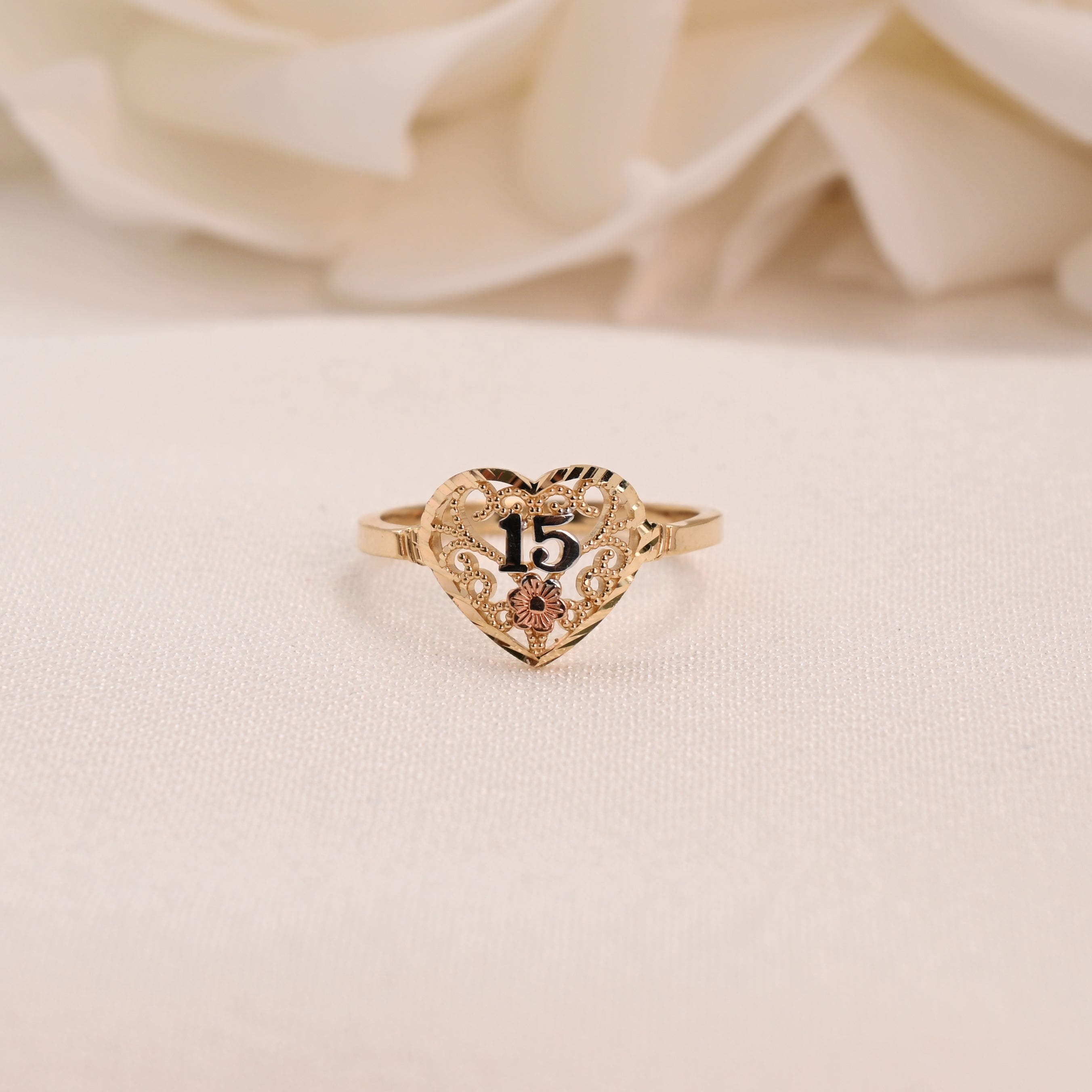 14k Quince Filigree Heart Ring