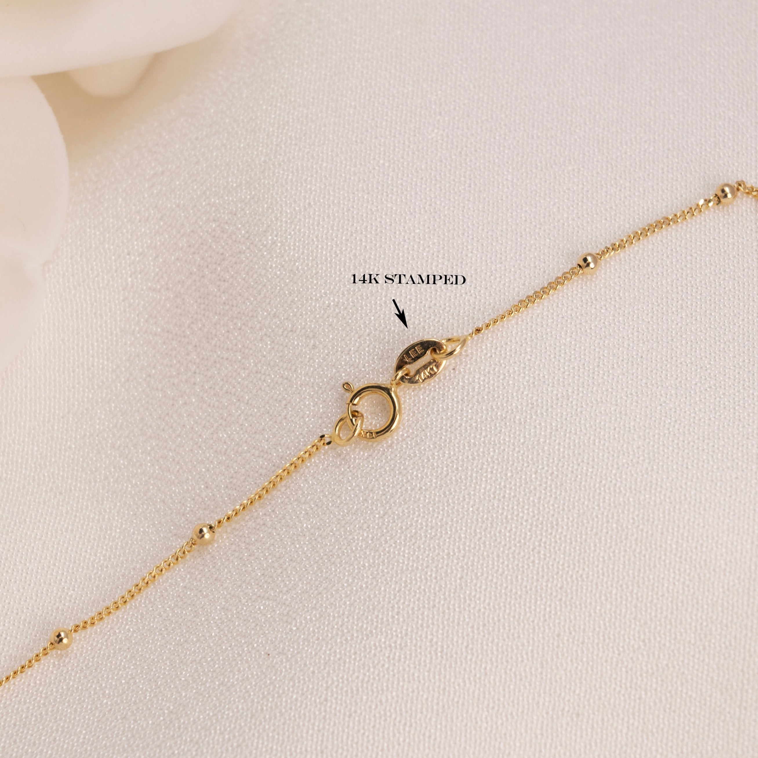 14k Satellite Necklace - Curb & Bead