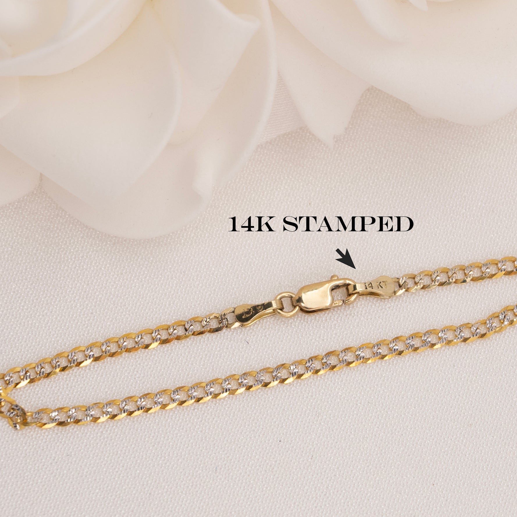 14k Classic 2 Tones Curb Bracelet - 2.5mm