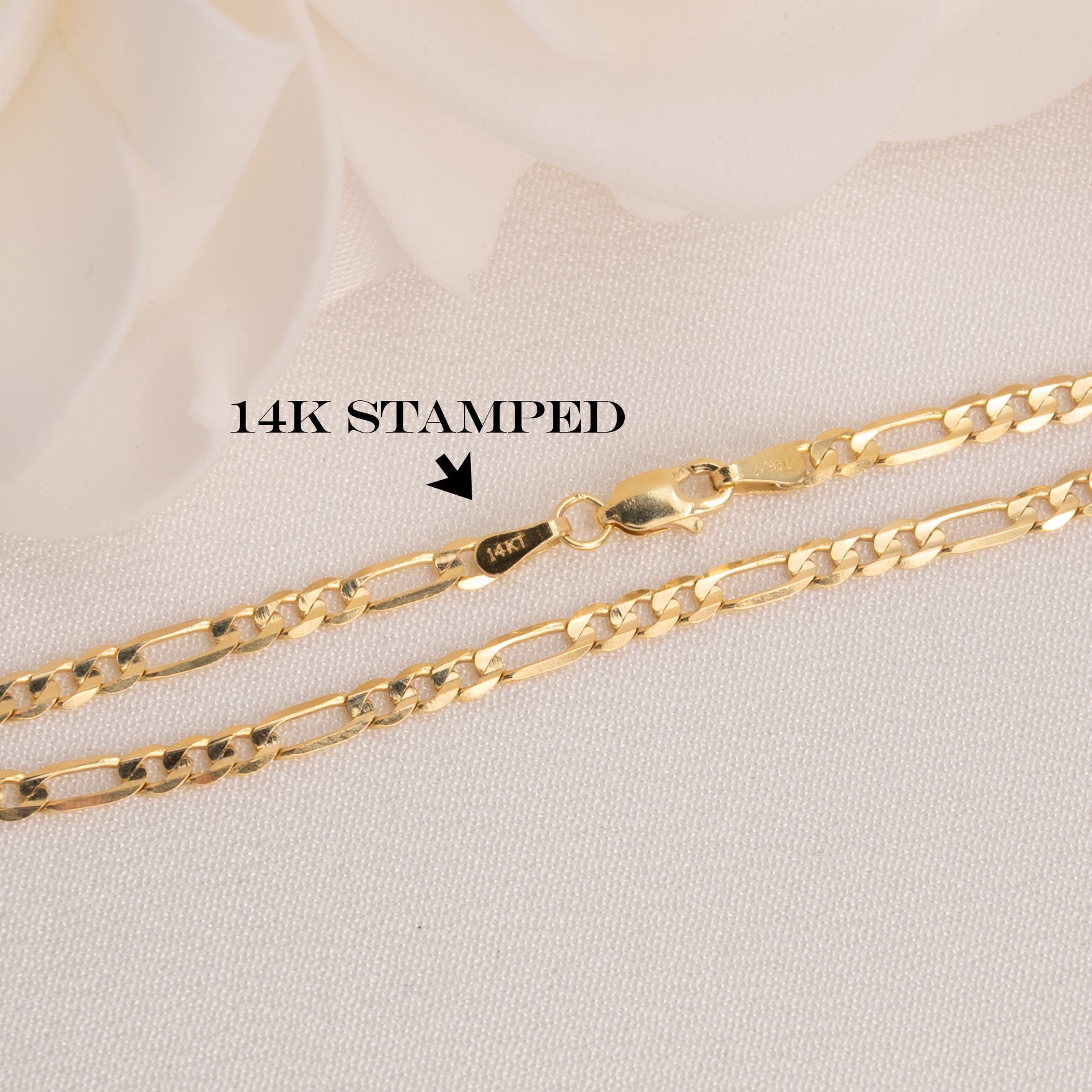 14K Classic Figaro Bracelet - 3mm