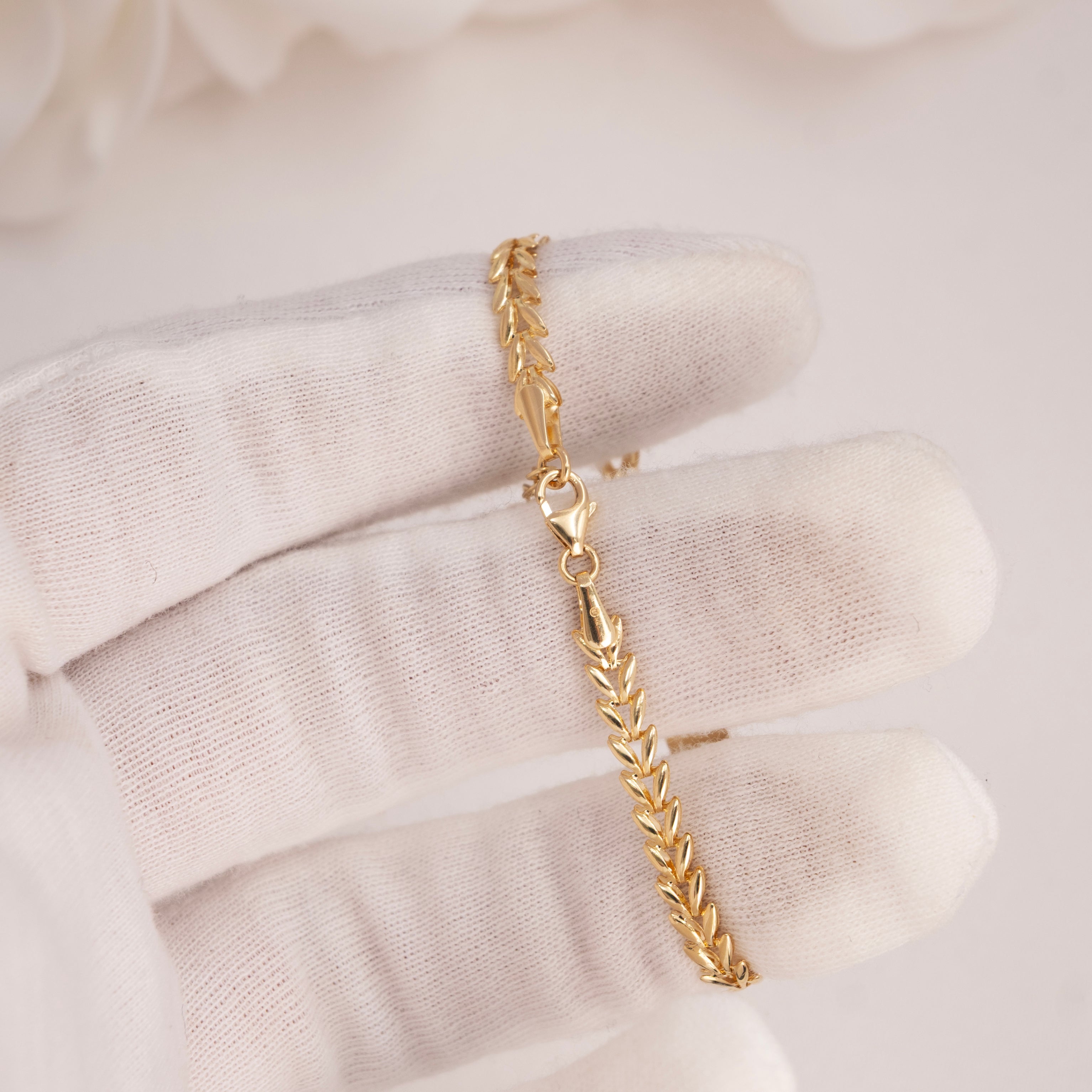 14k  Baby Leaf ID Bracelet