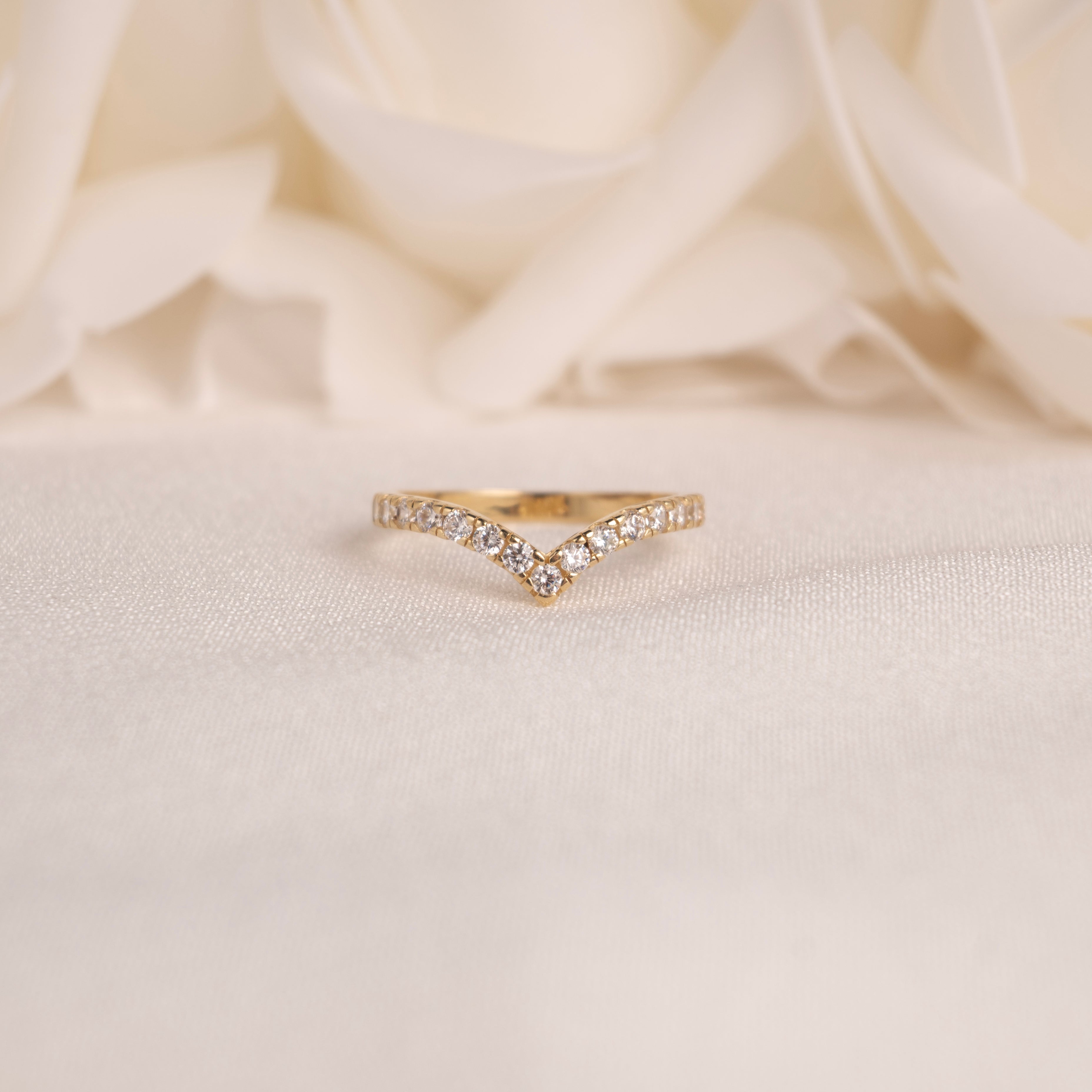 14k Chevron CZ Ring