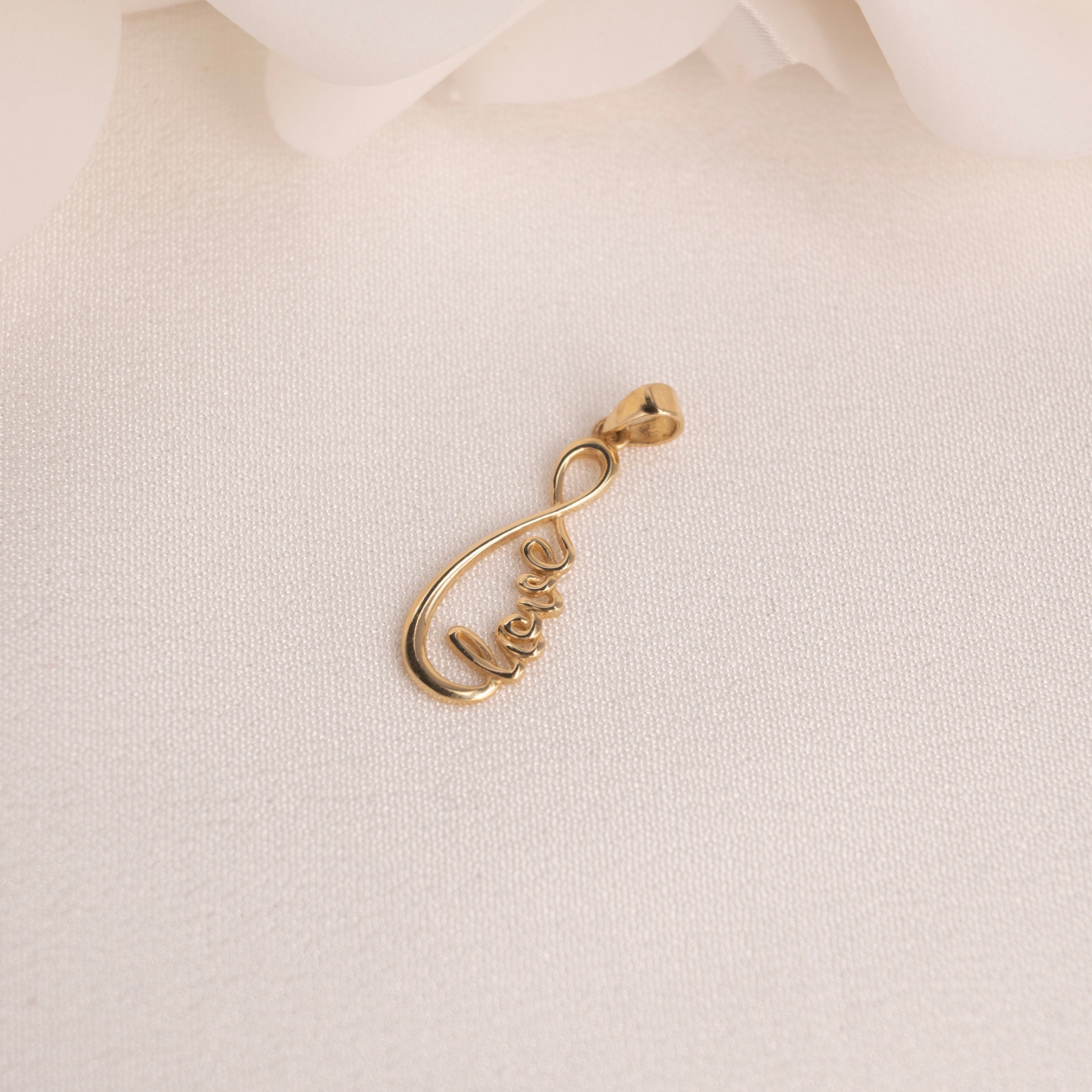 14k Cursive Love Infinite Pendant