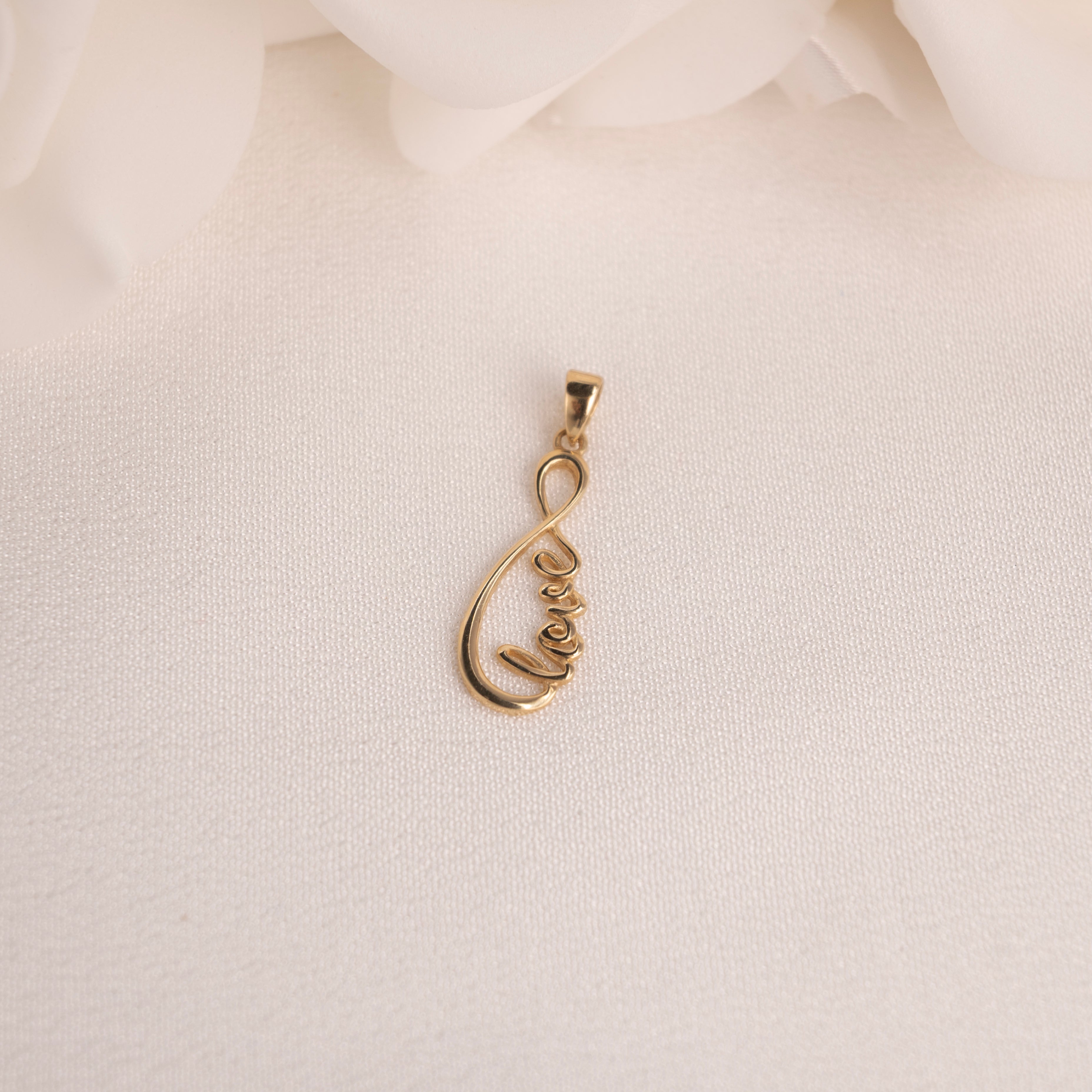 14k Cursive Love Infinite Pendant