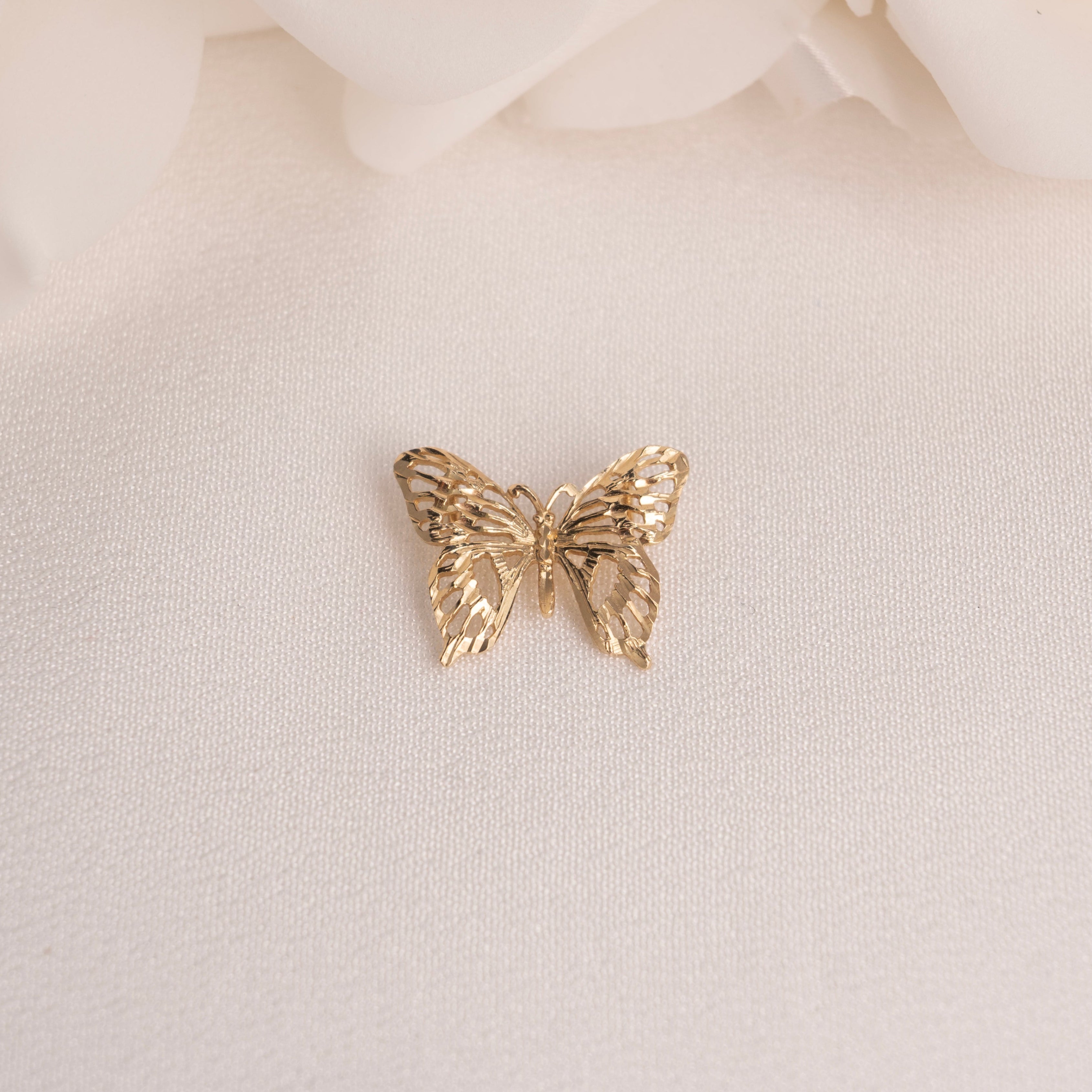 14K Butterfly Pendant Bar Necklace