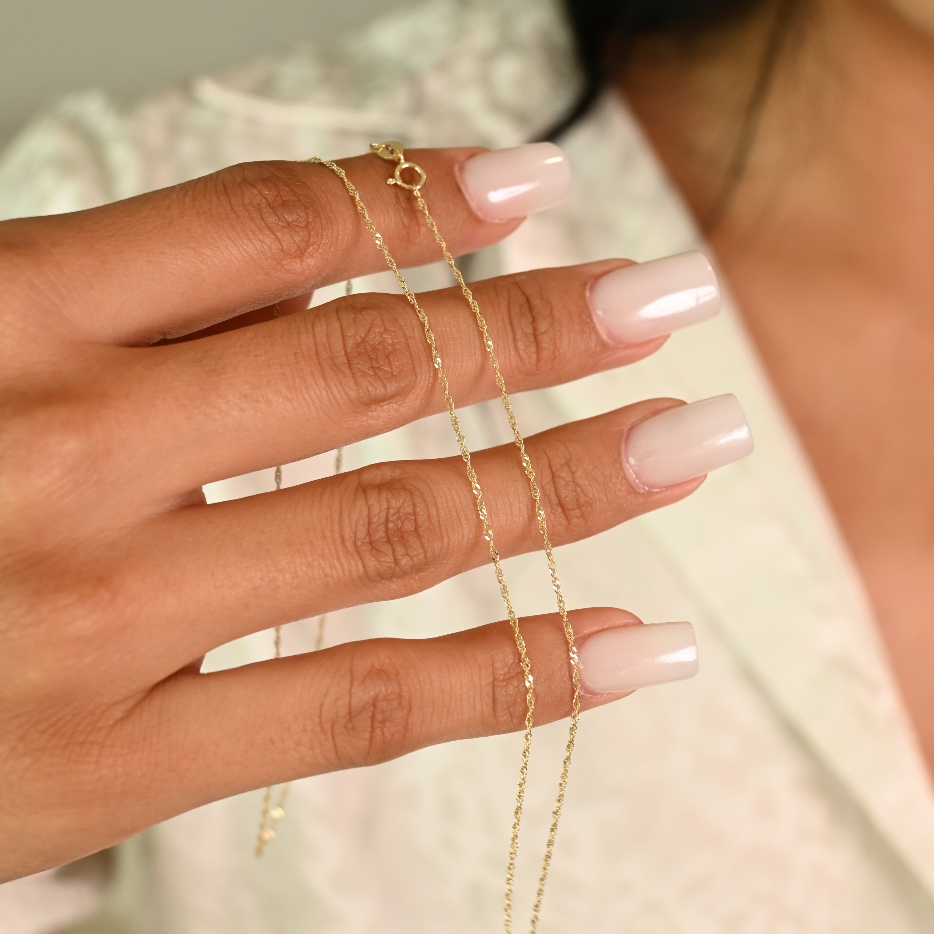 Dainty 14k Shiny Singapore Chain - 0.9mm