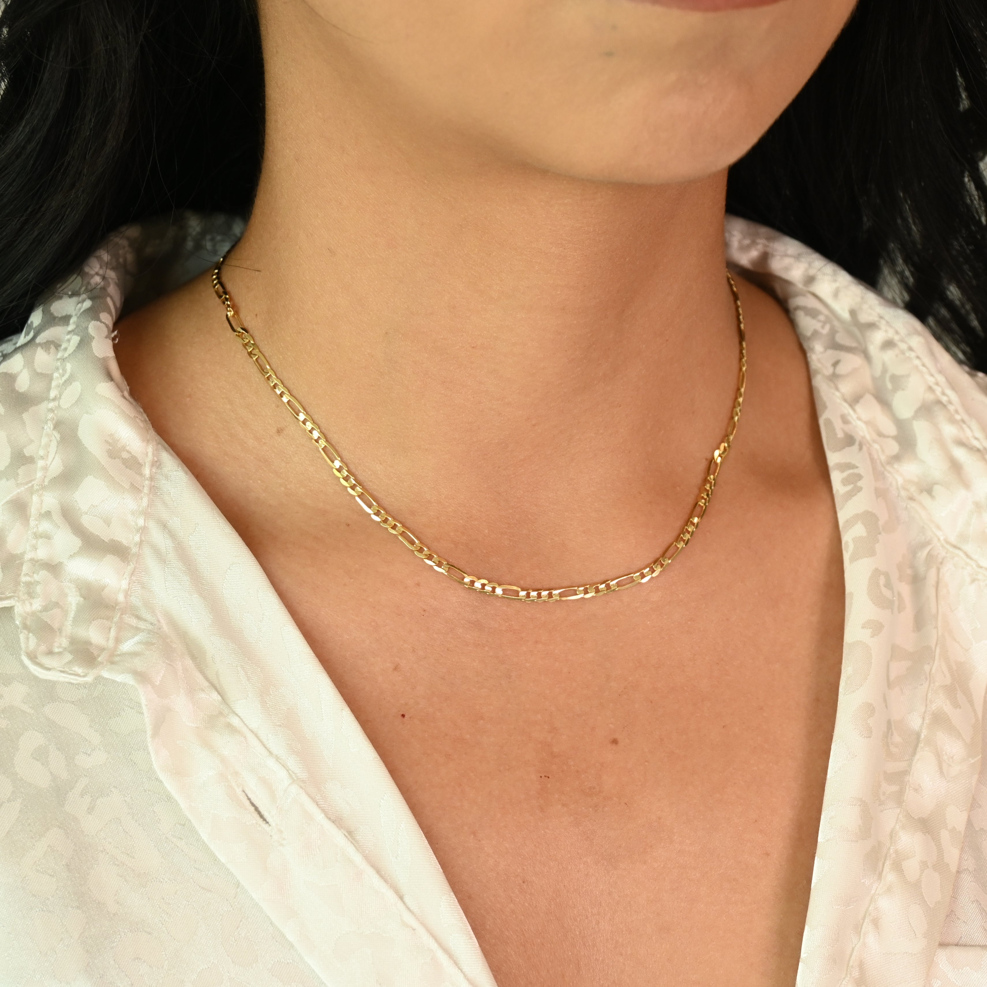 14k 3mm Close Link Figaro