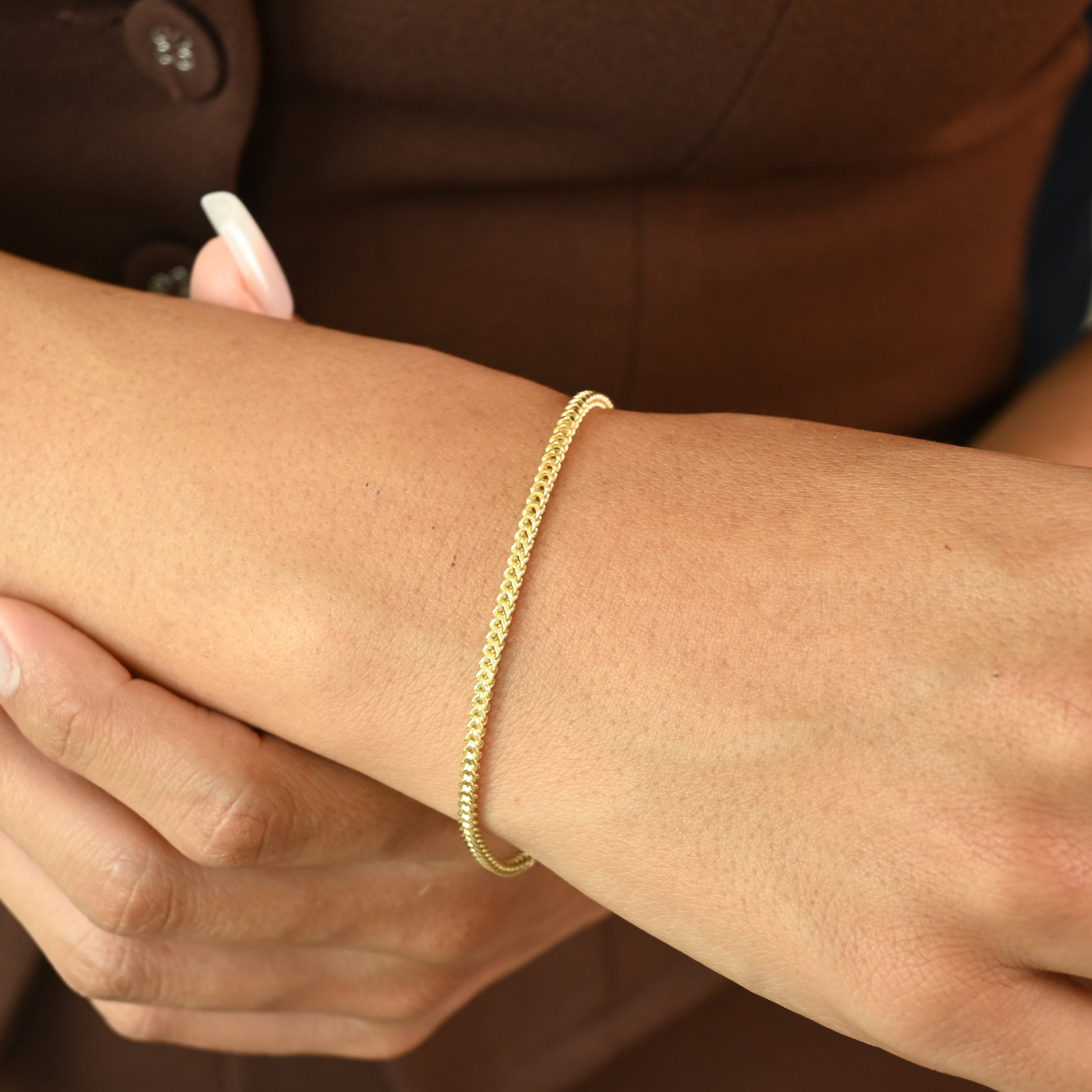 14k Square Franco Bracelets - 2.2mm