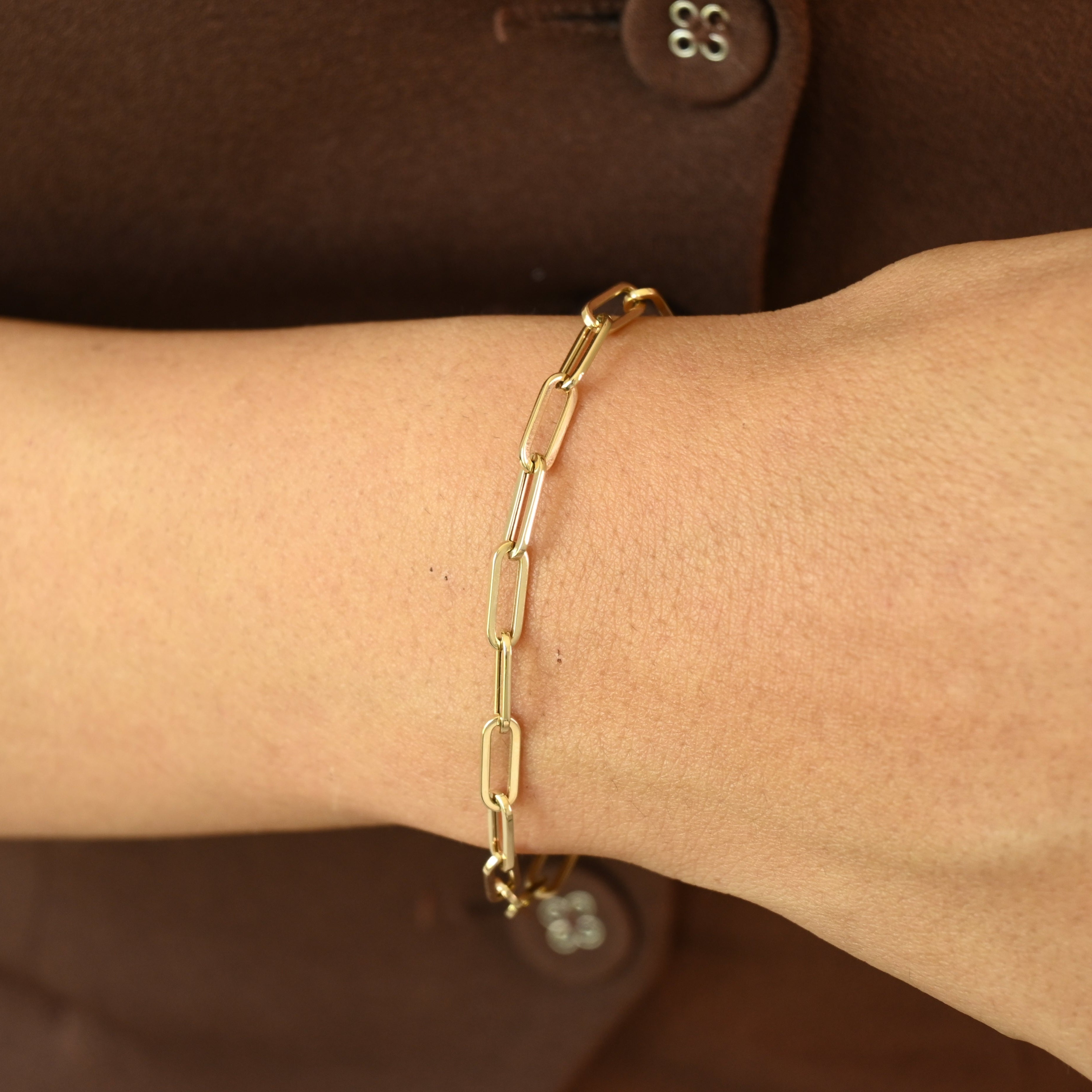 14k Bold Polished Paperclip Bracelet