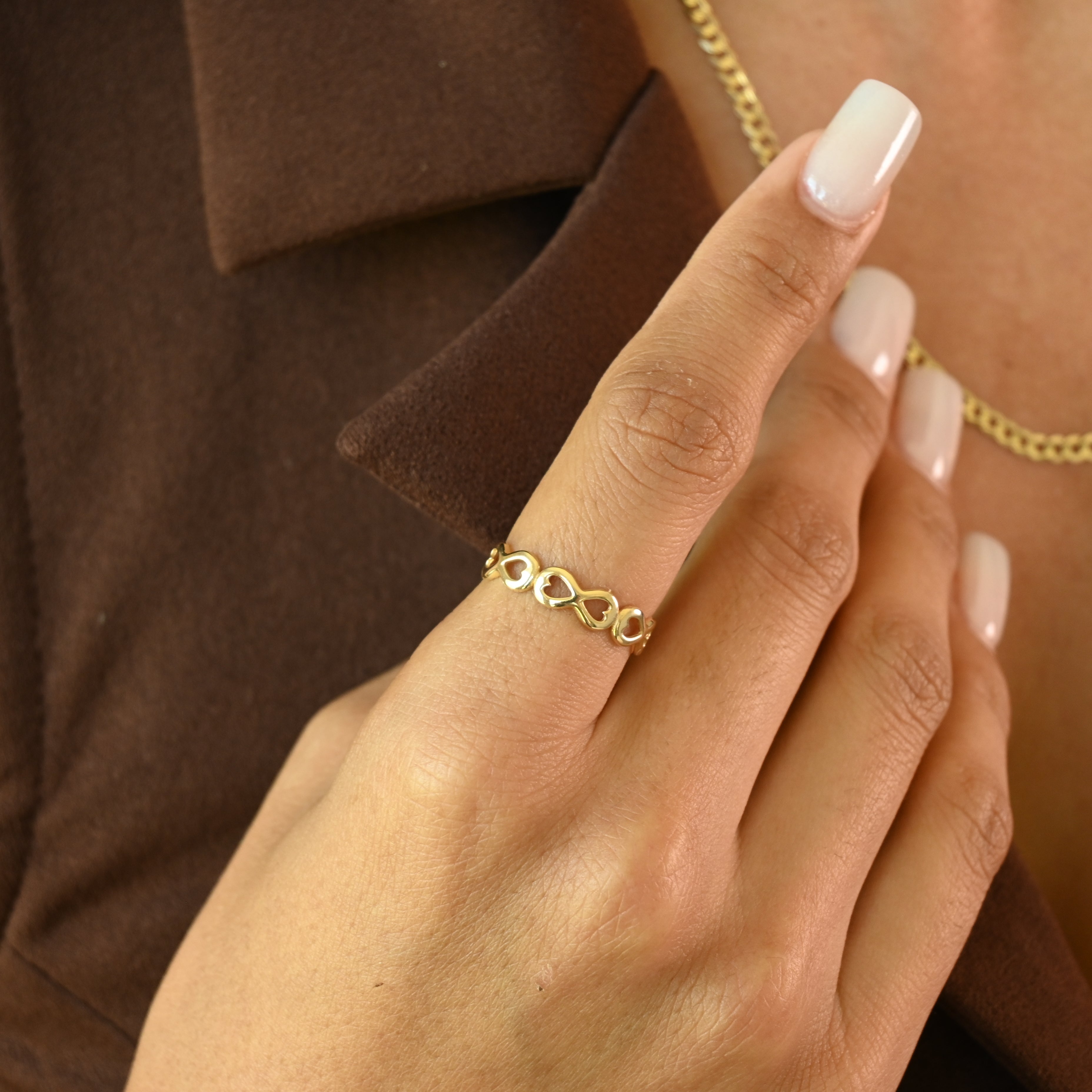 14k Infinity Hearts Ring