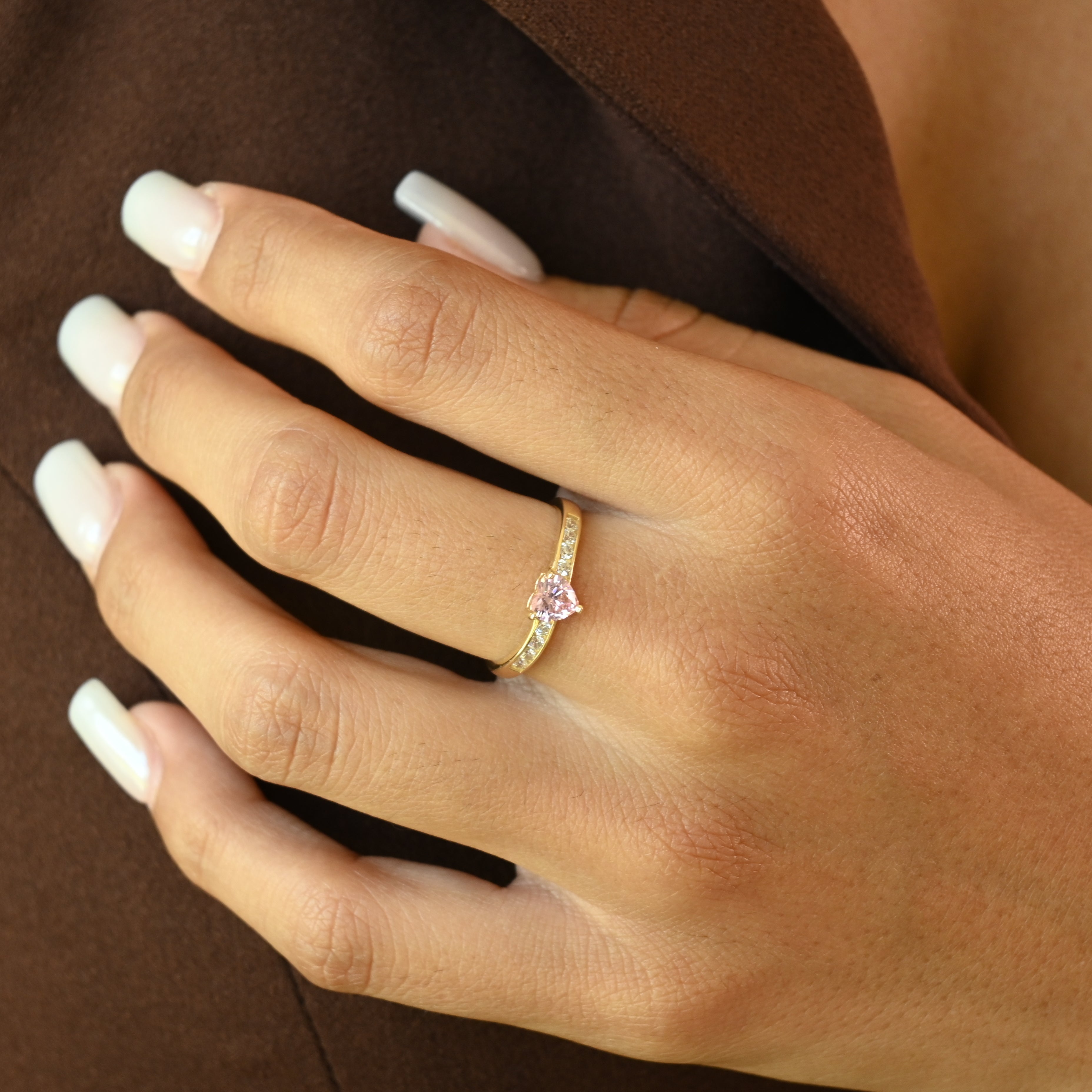 14k Pink Heart CZ Ring