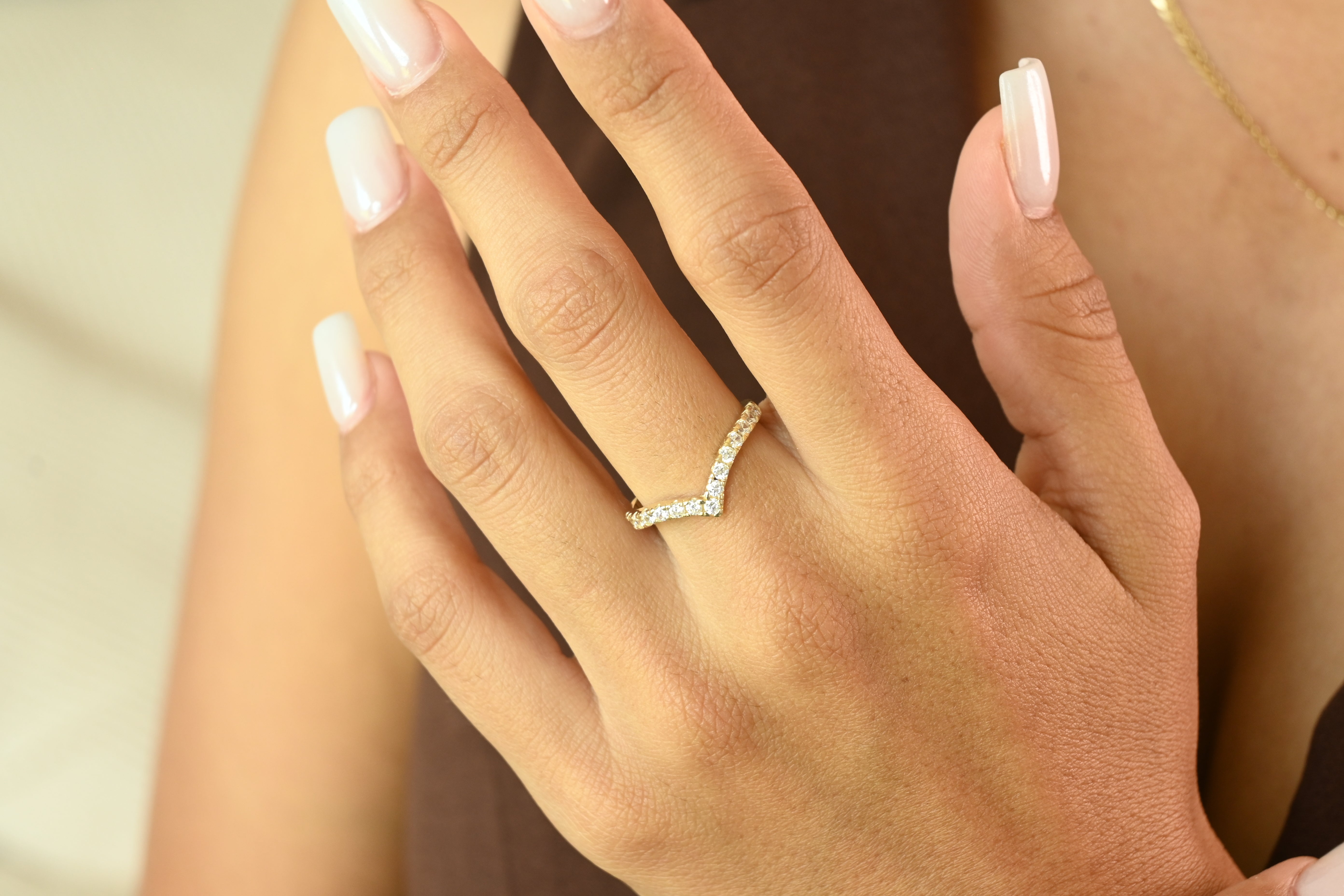 14k Chevron CZ Ring