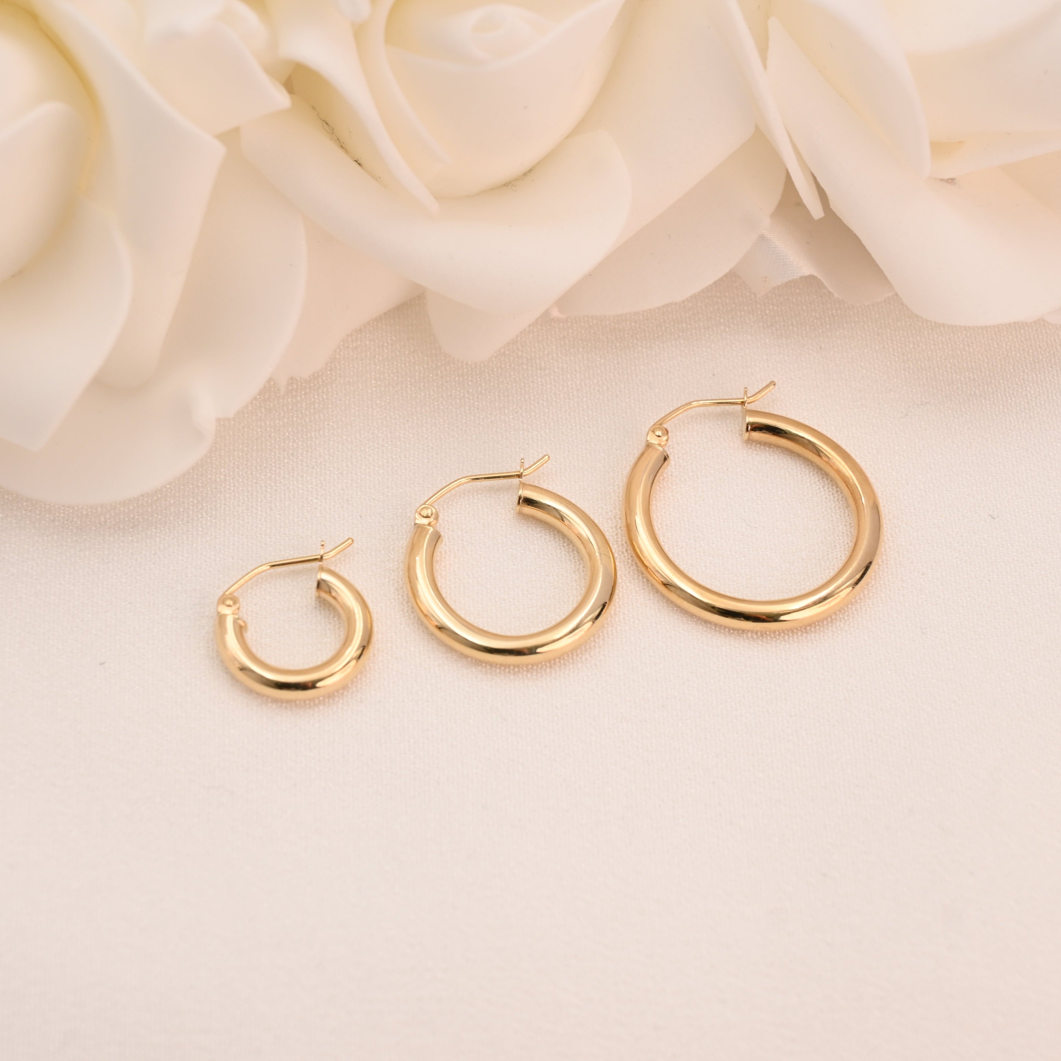 14k Classic Hoop Earrings - 3mm