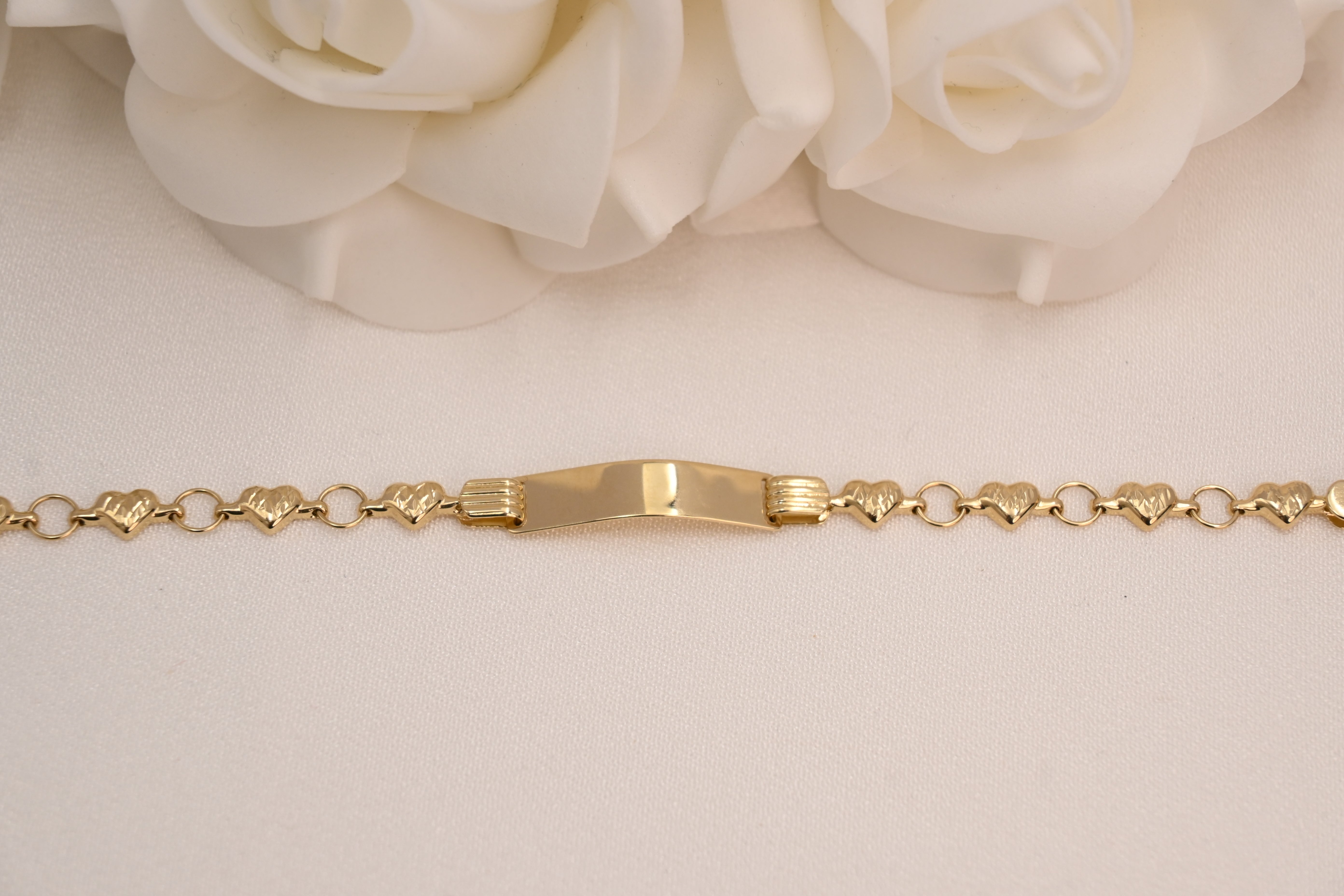 14k Baby Stampato Heart ID Bracelet