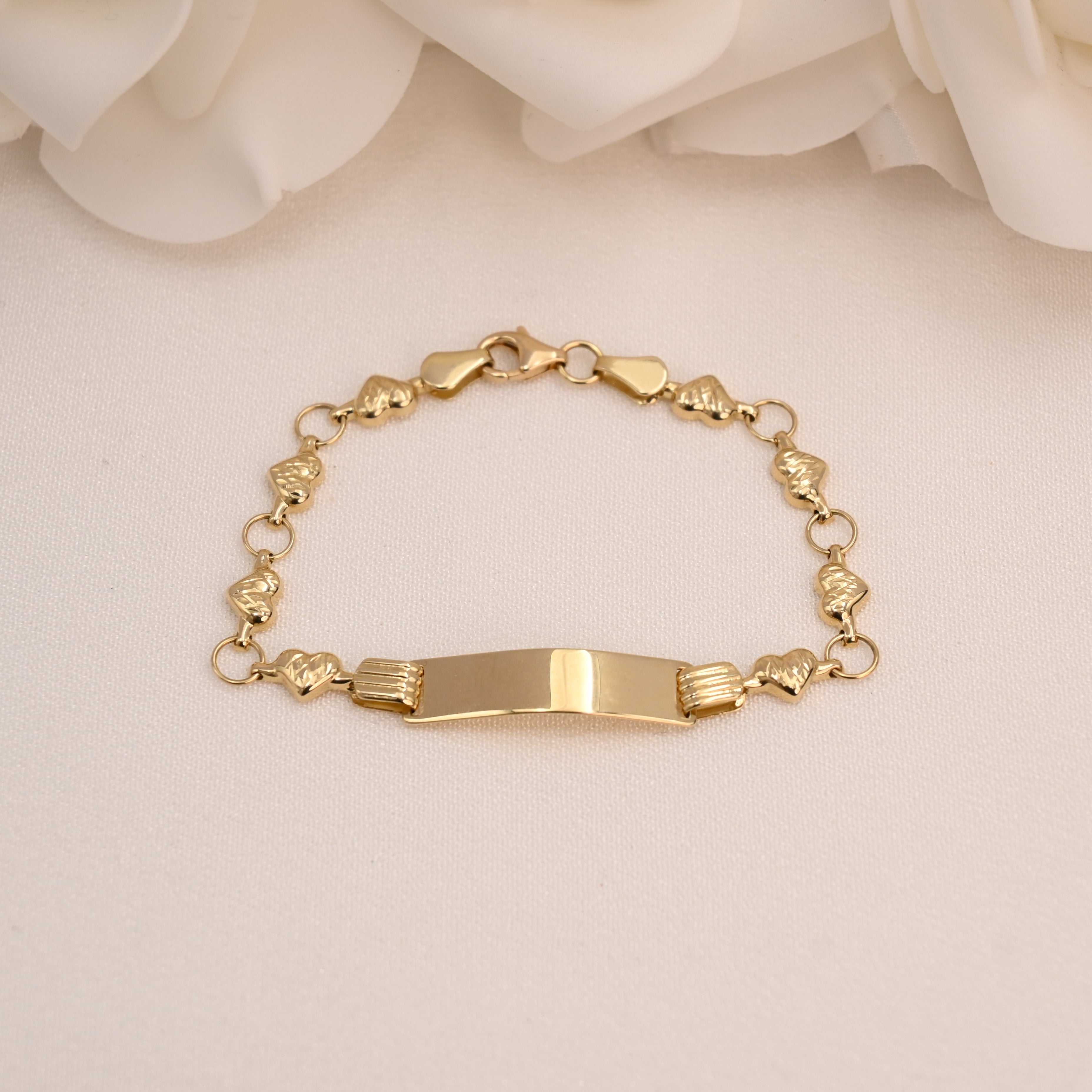 14k Baby Stampato Heart ID Bracelet