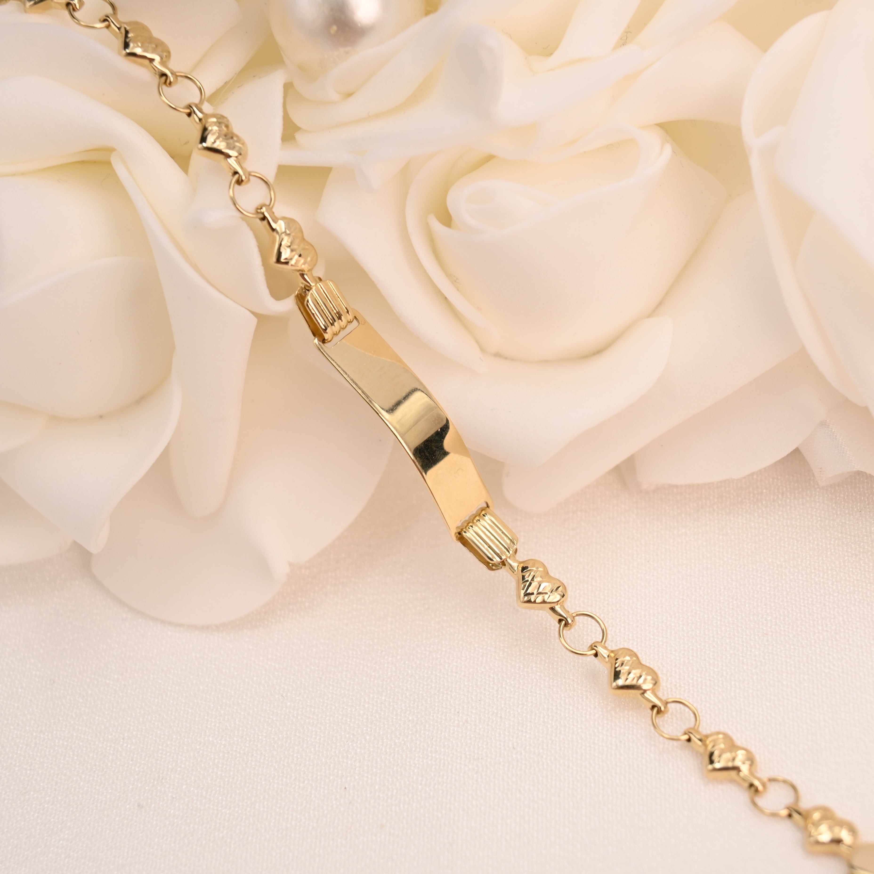14k Baby Stampato Heart ID Bracelet