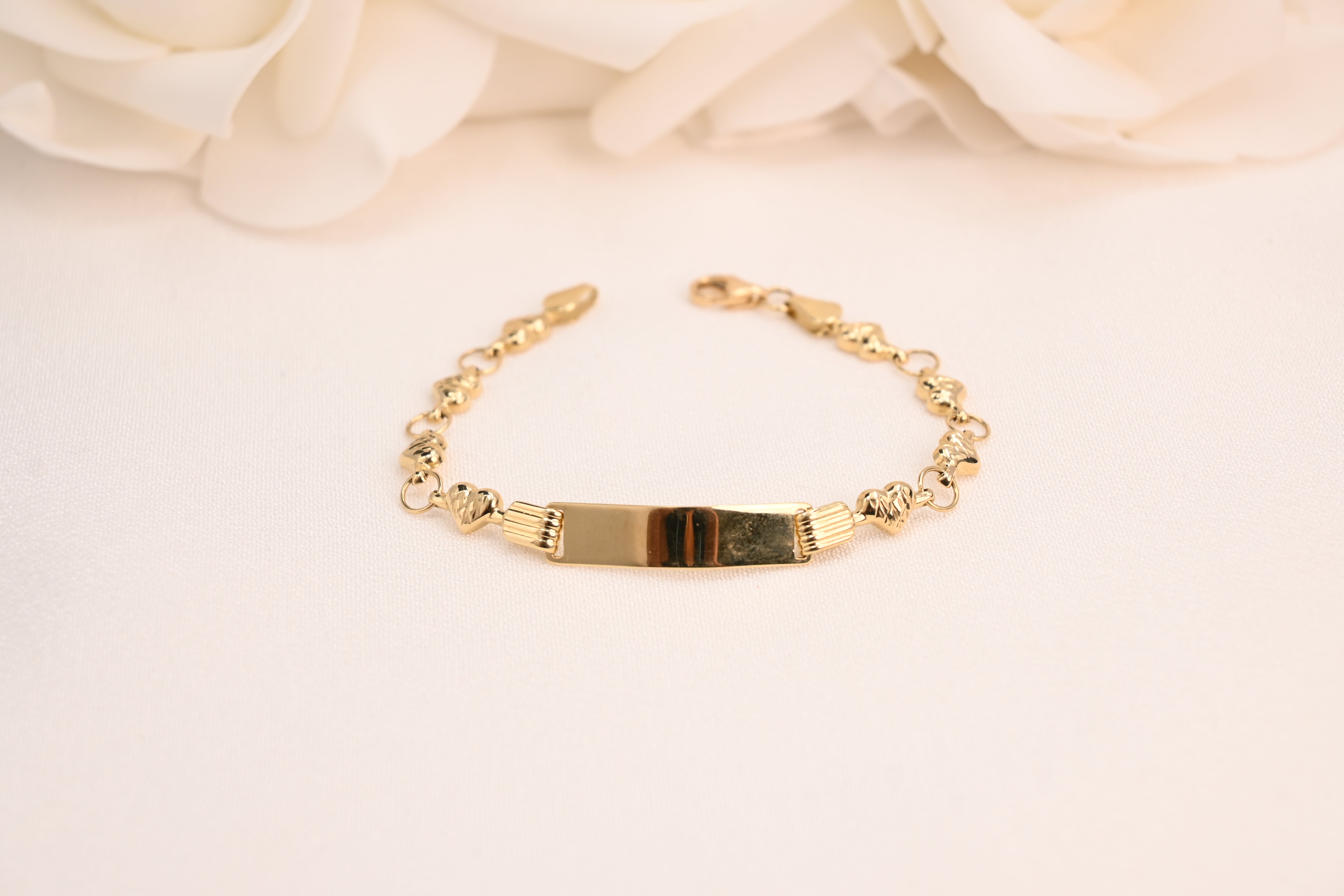 14k Baby Stampato Heart ID Bracelet