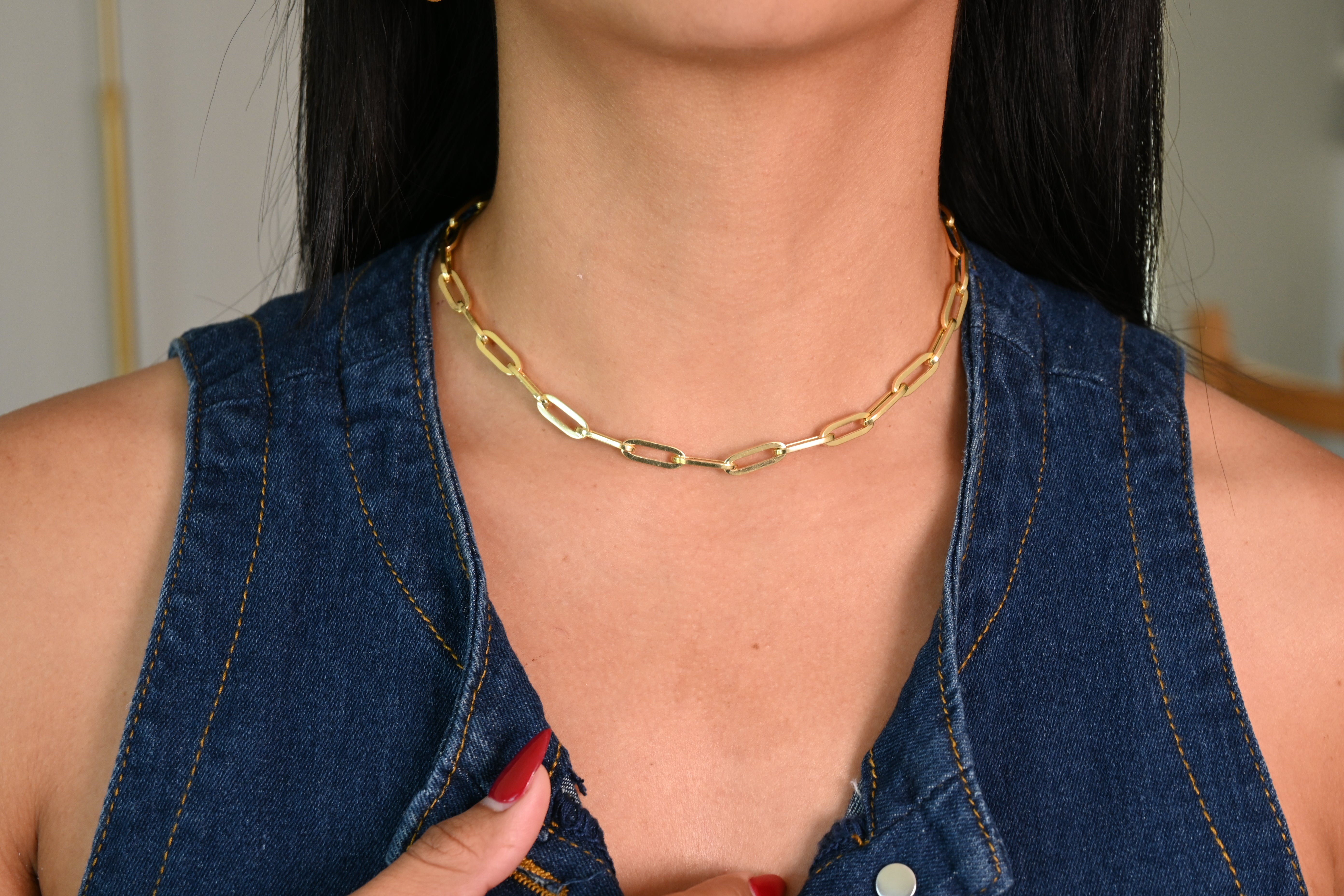 14K Bold 5.5MM Paperclip Necklace - 16"