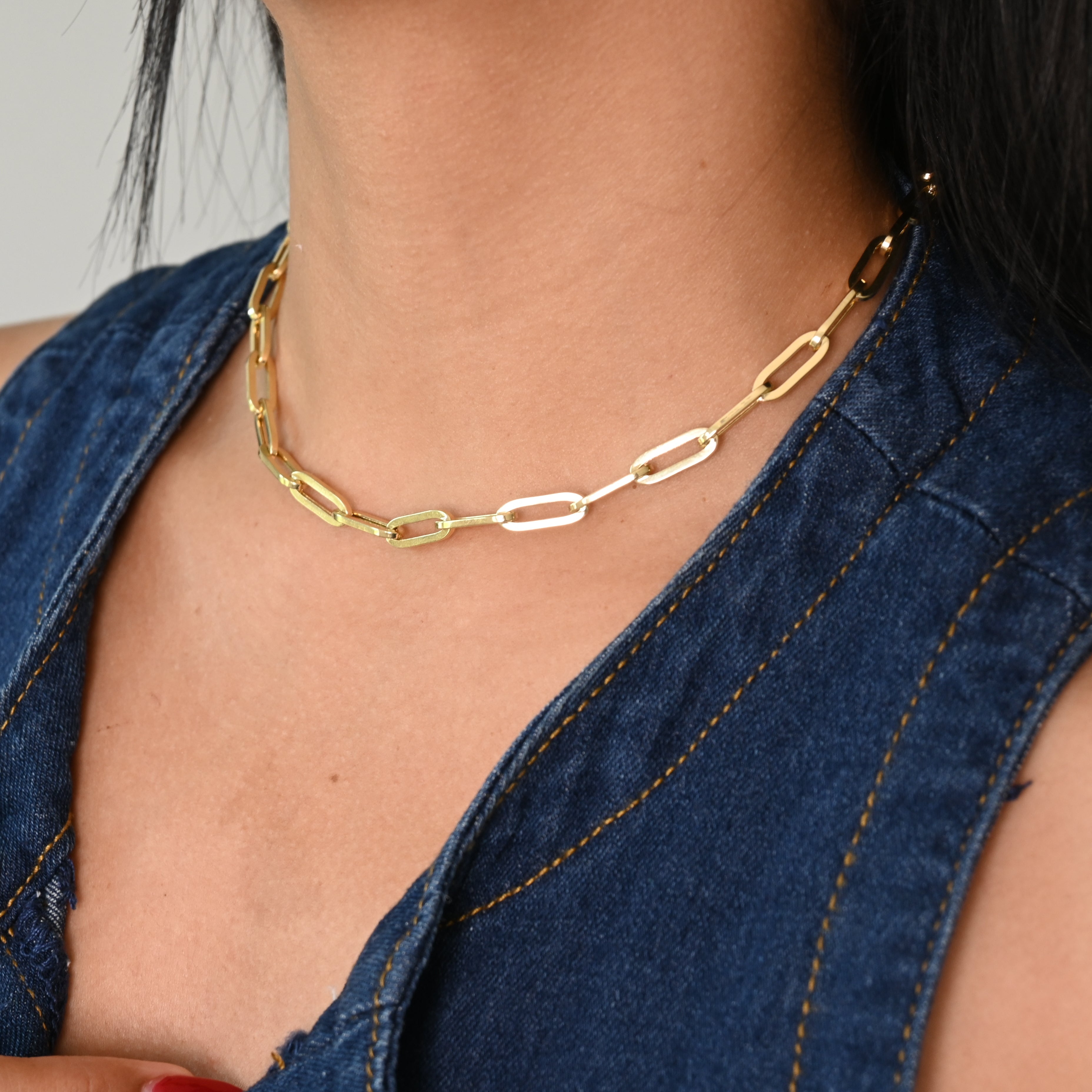 14K Bold 5.5MM Paperclip Necklace - 16"