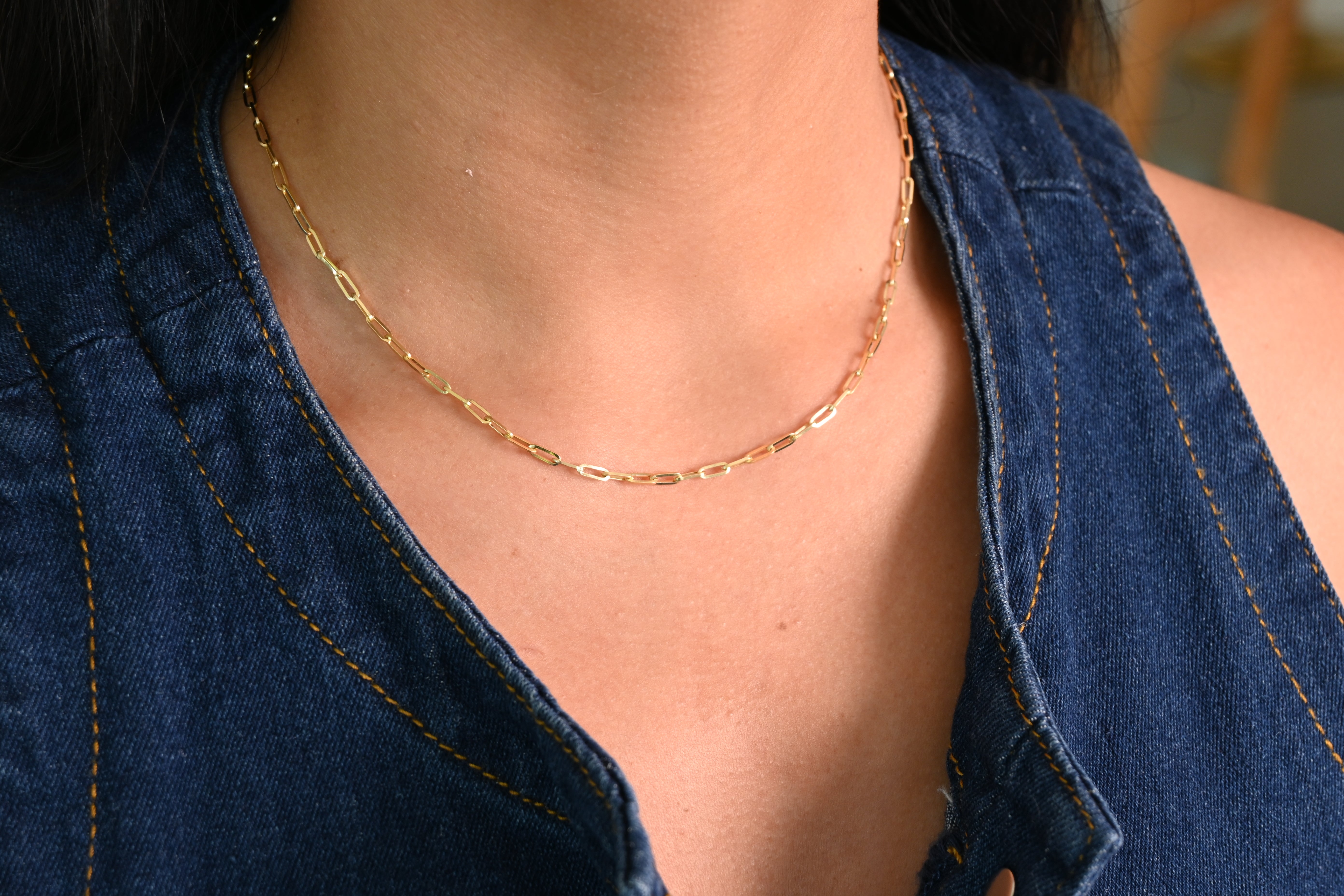 14k 2.3mm Paperclip Necklace