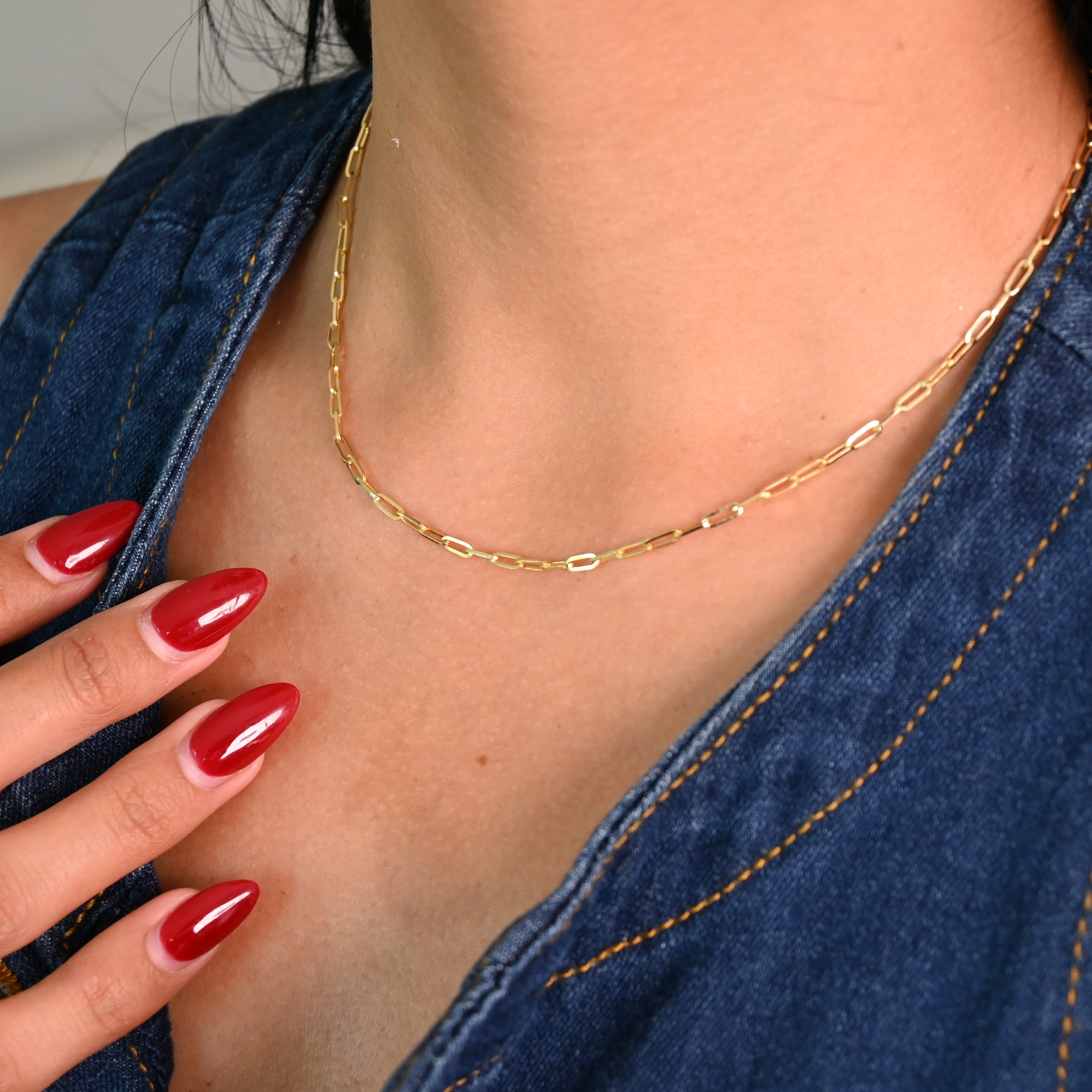 14k 2.3mm Paperclip Necklace