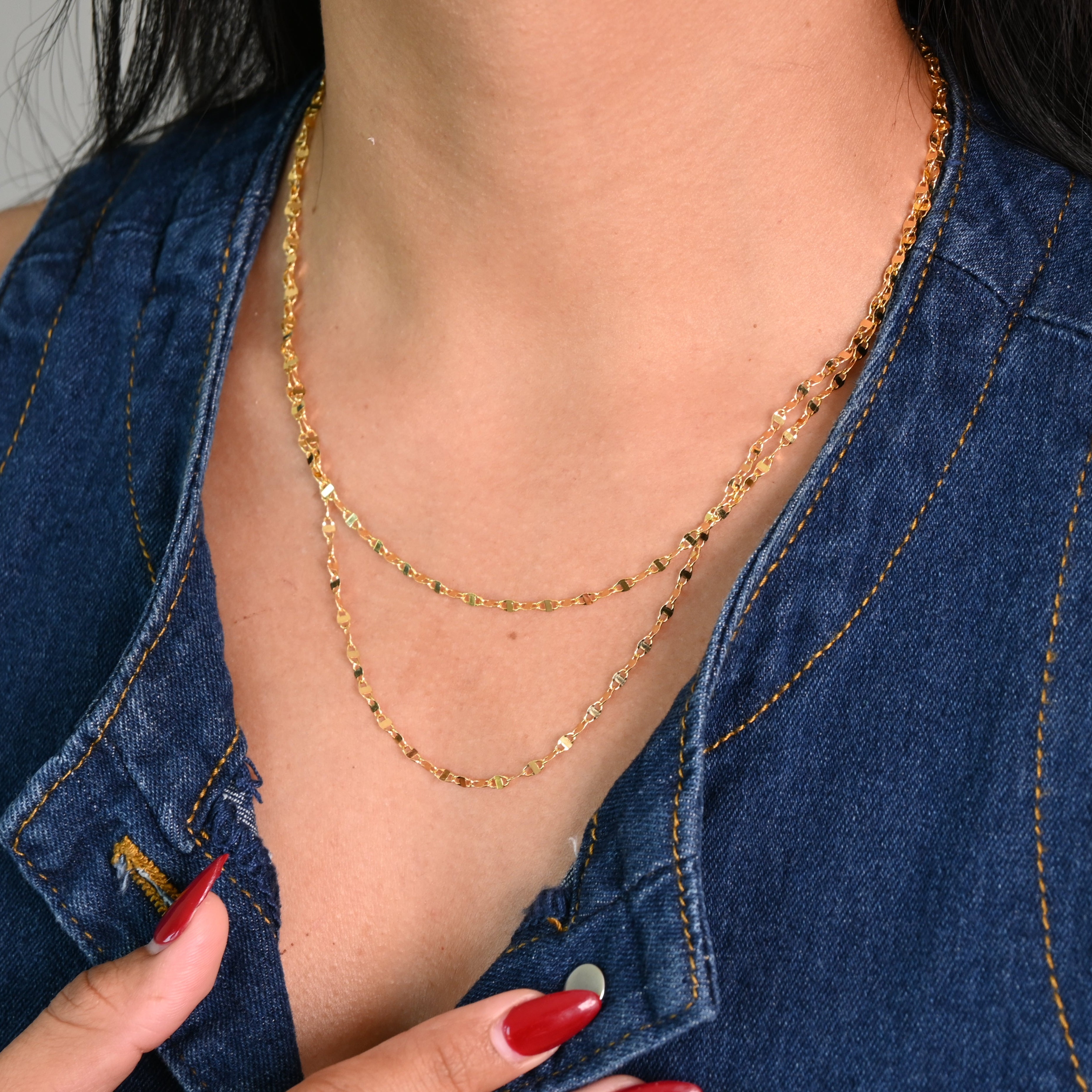 Collar de espejo marinero de 14 k - 2,5 mm
