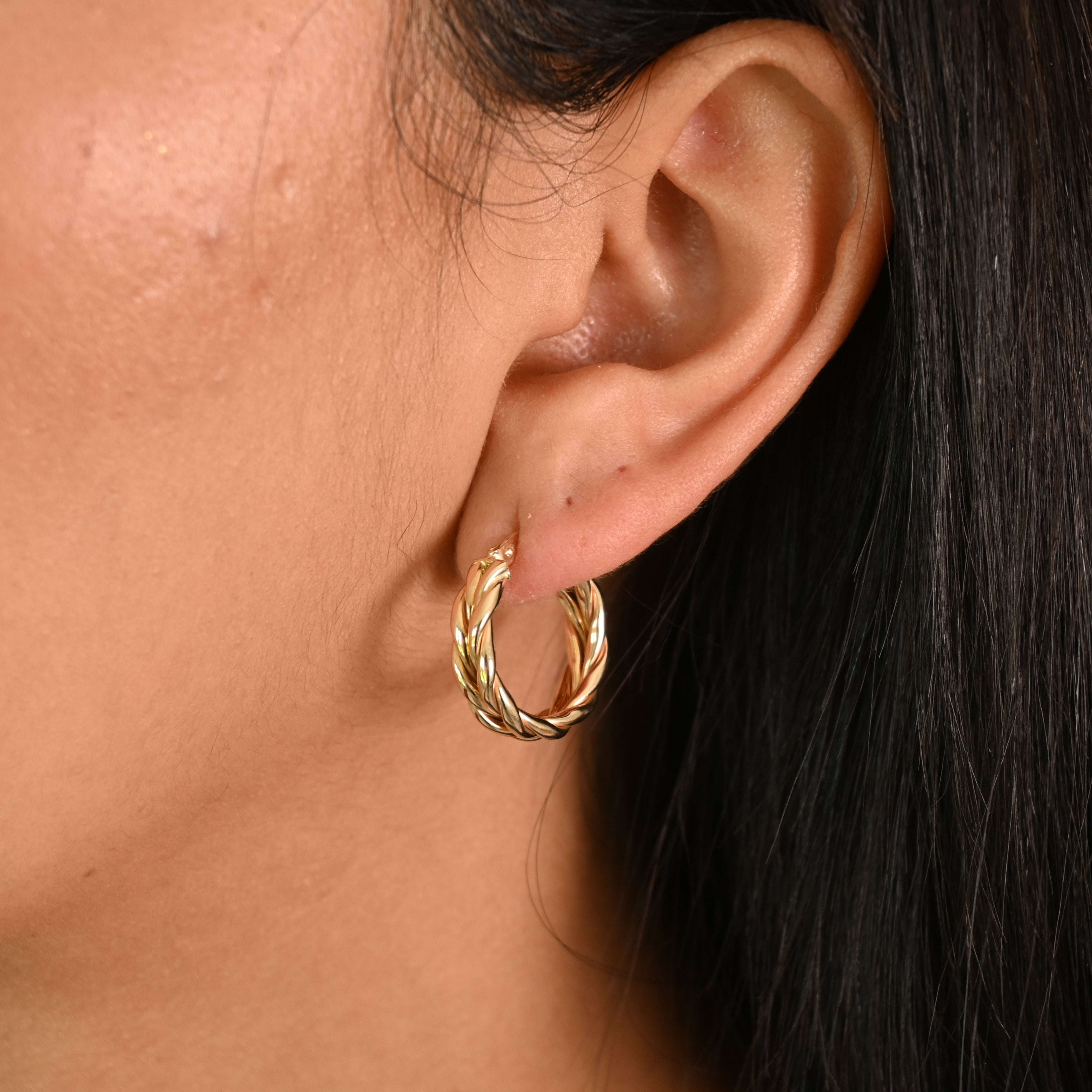 Pendientes de aro doblemente retorcidos de 14 k