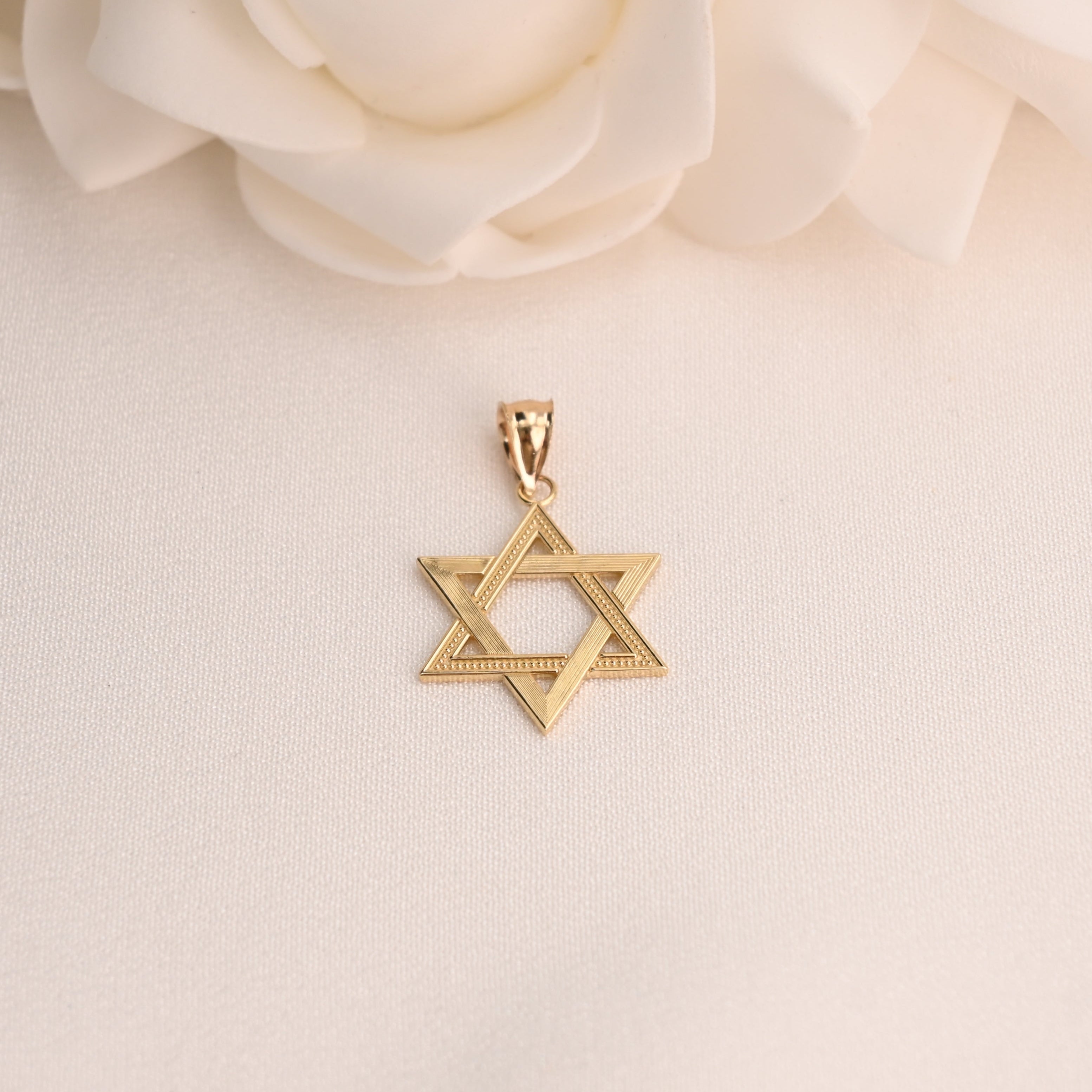 14k Gold Star Of David Pendant - 25mm