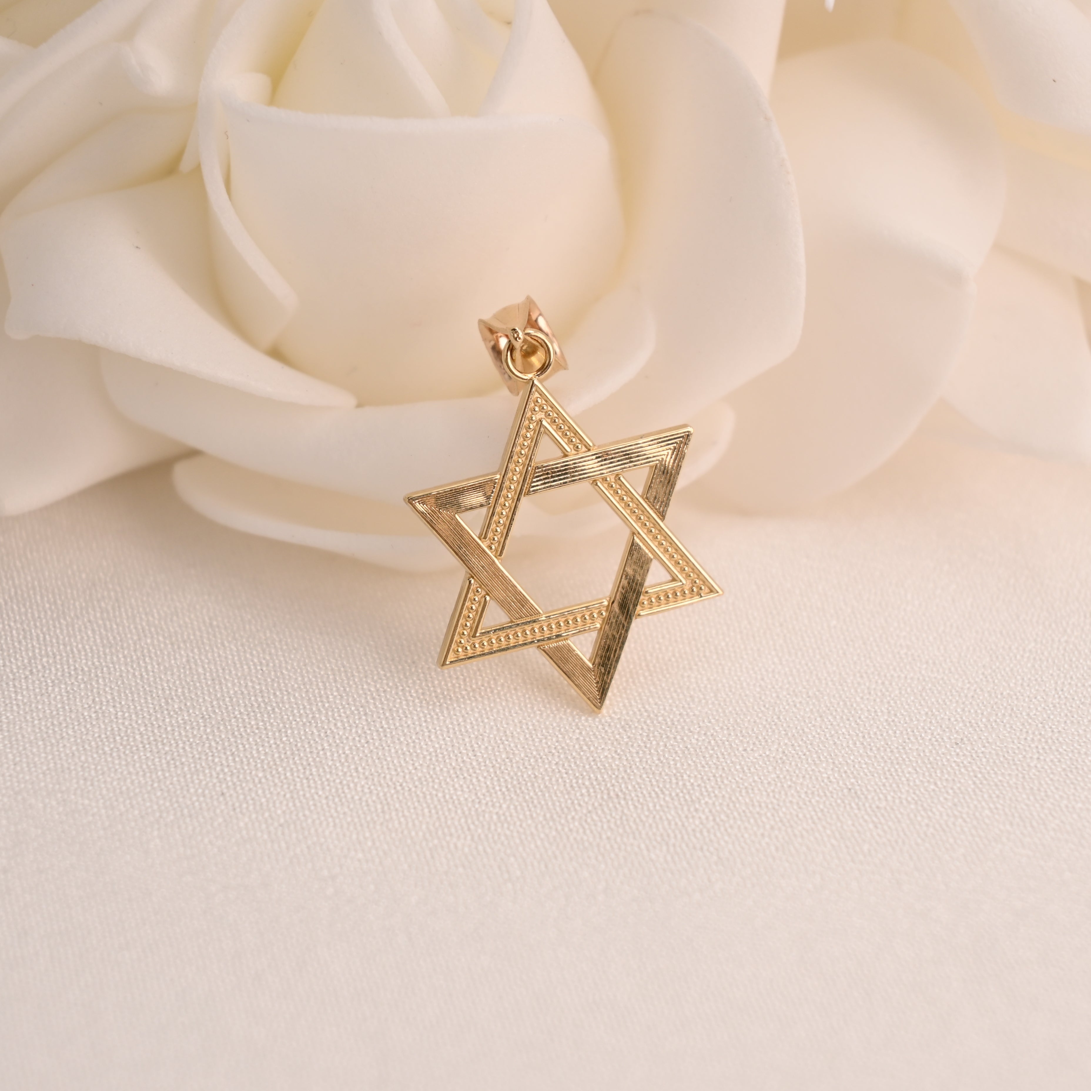 14k Gold Star Of David Pendant - 25mm