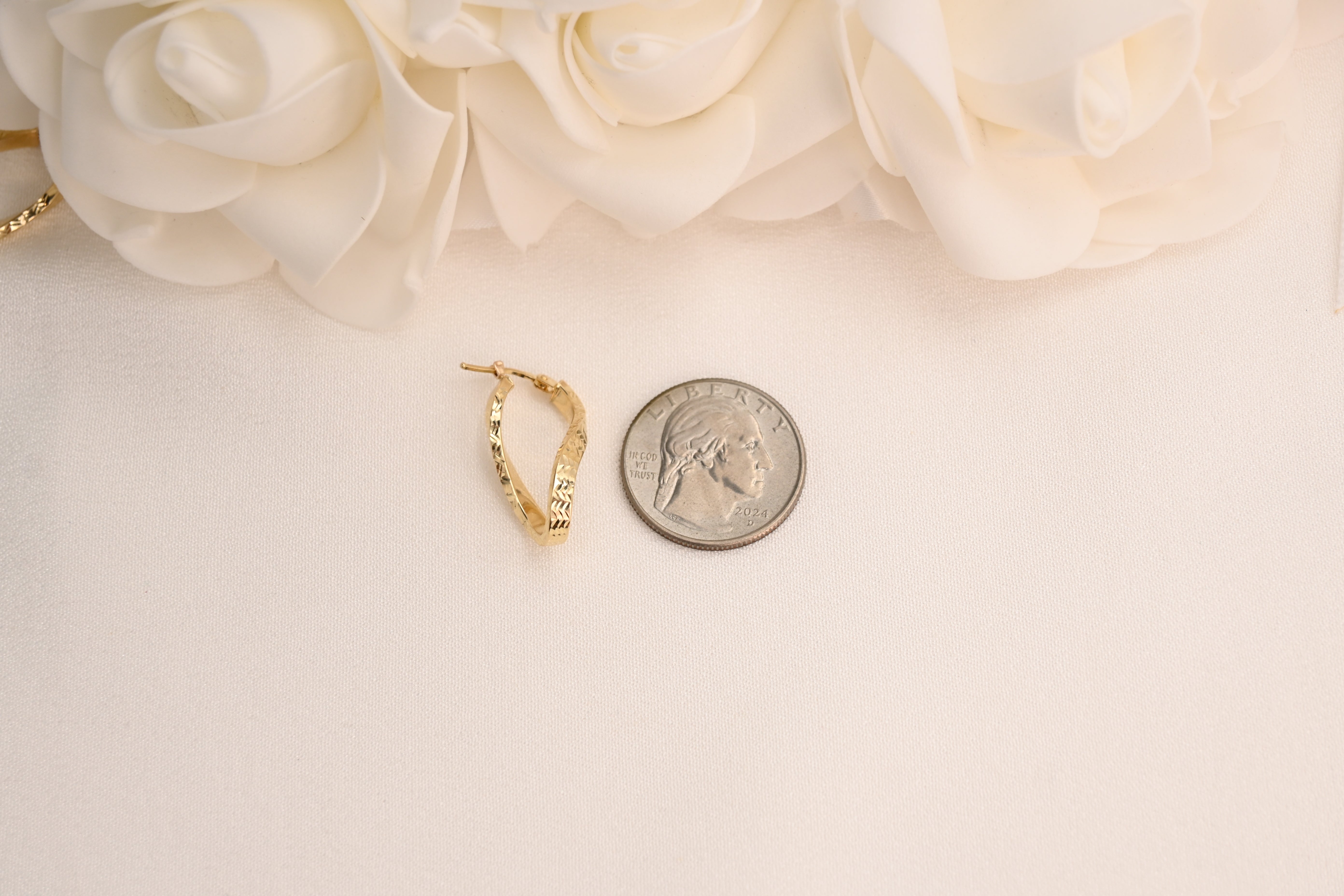 14K Twisted Teardrop Hoop Earrings
