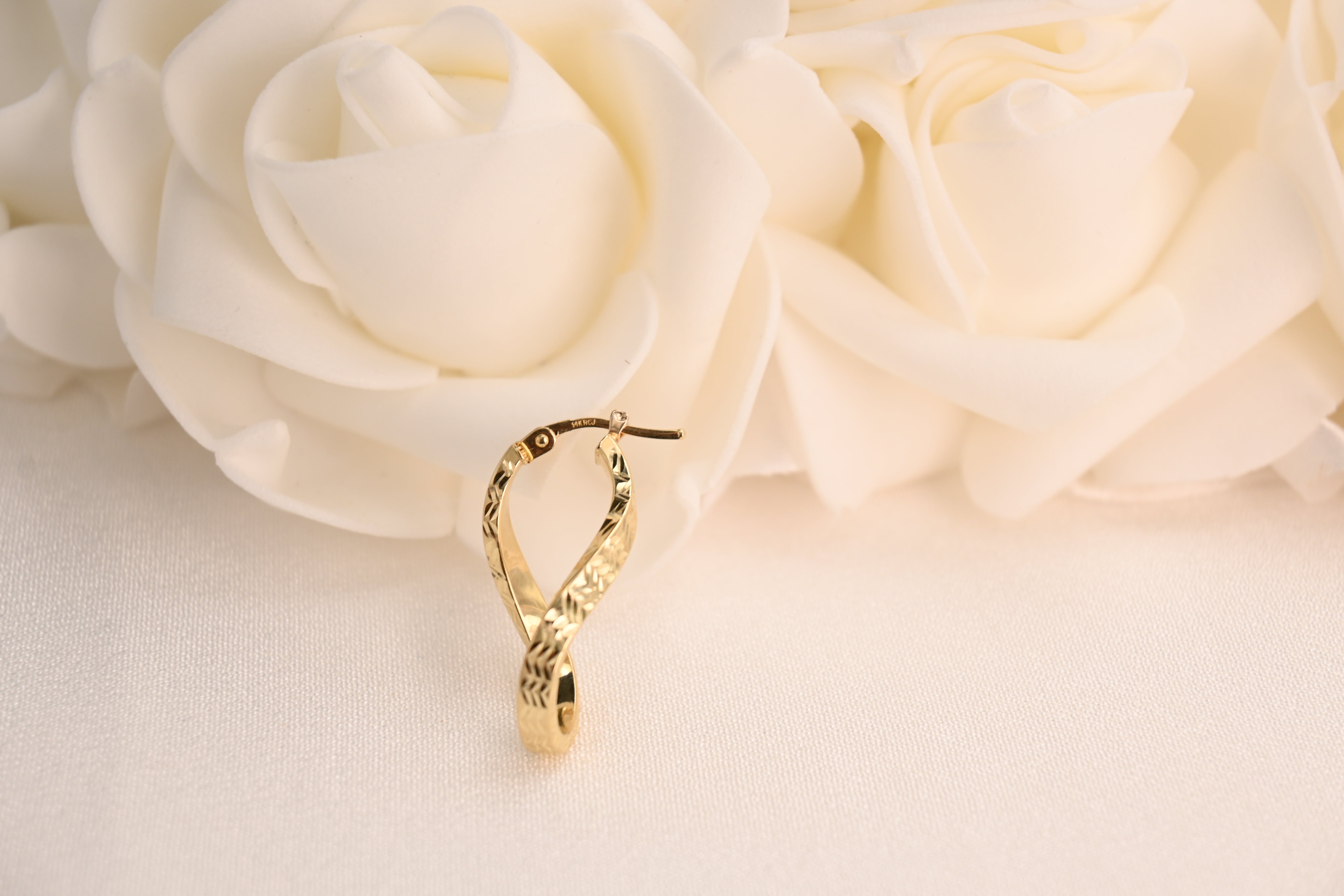 14K Twisted Teardrop Hoop Earrings