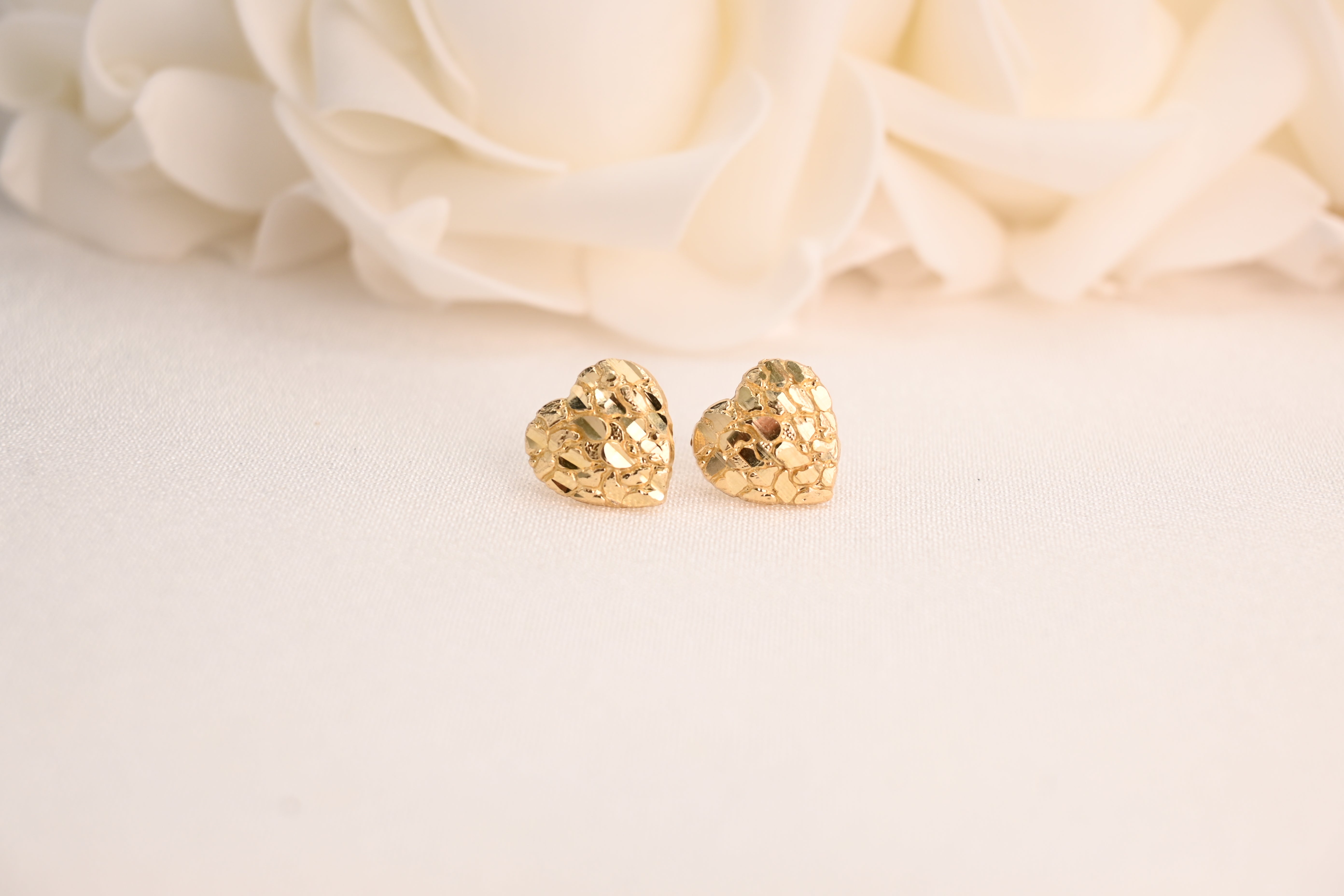 14k Heart Nugget Stud Earrings