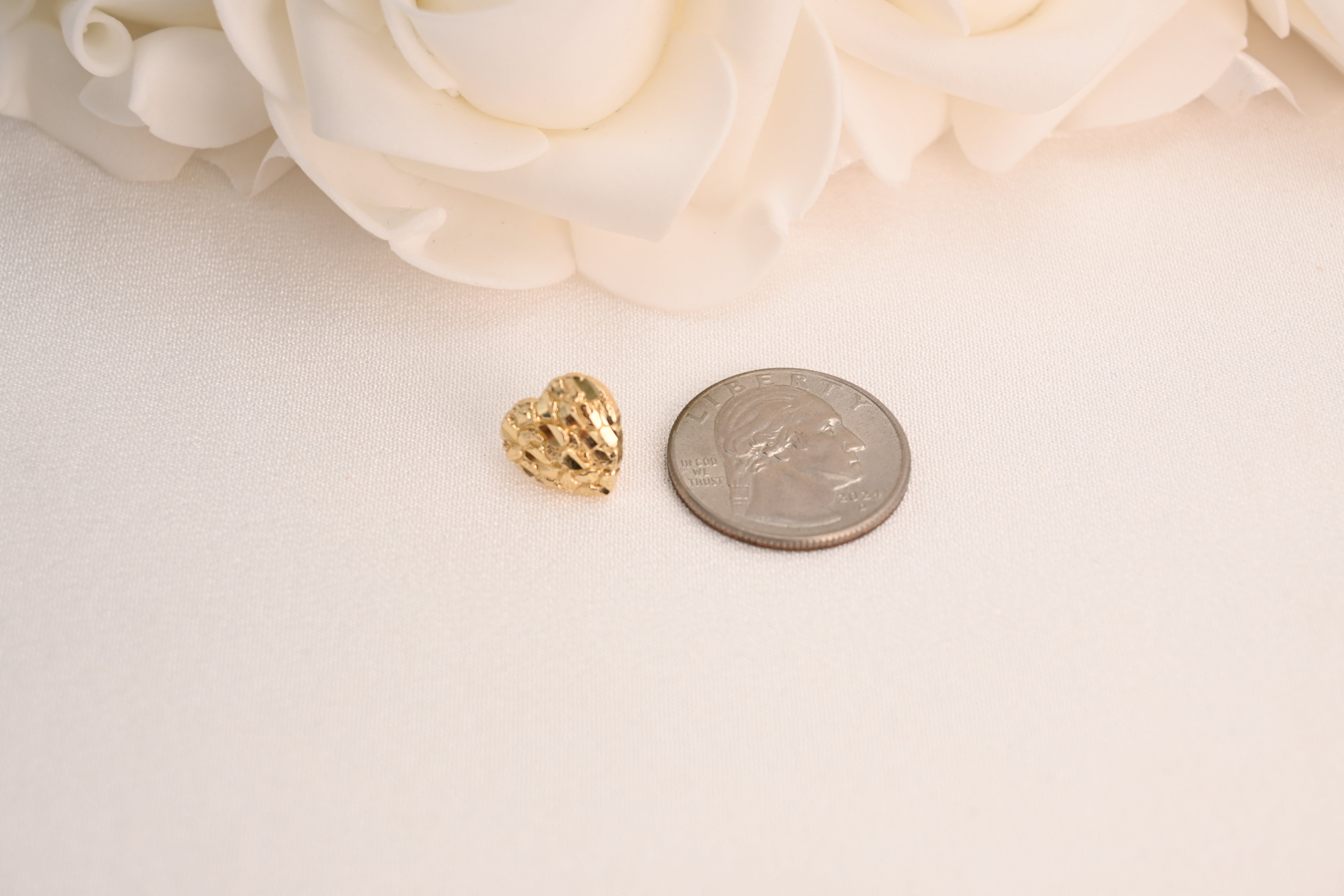 14k Heart Nugget Stud Earrings