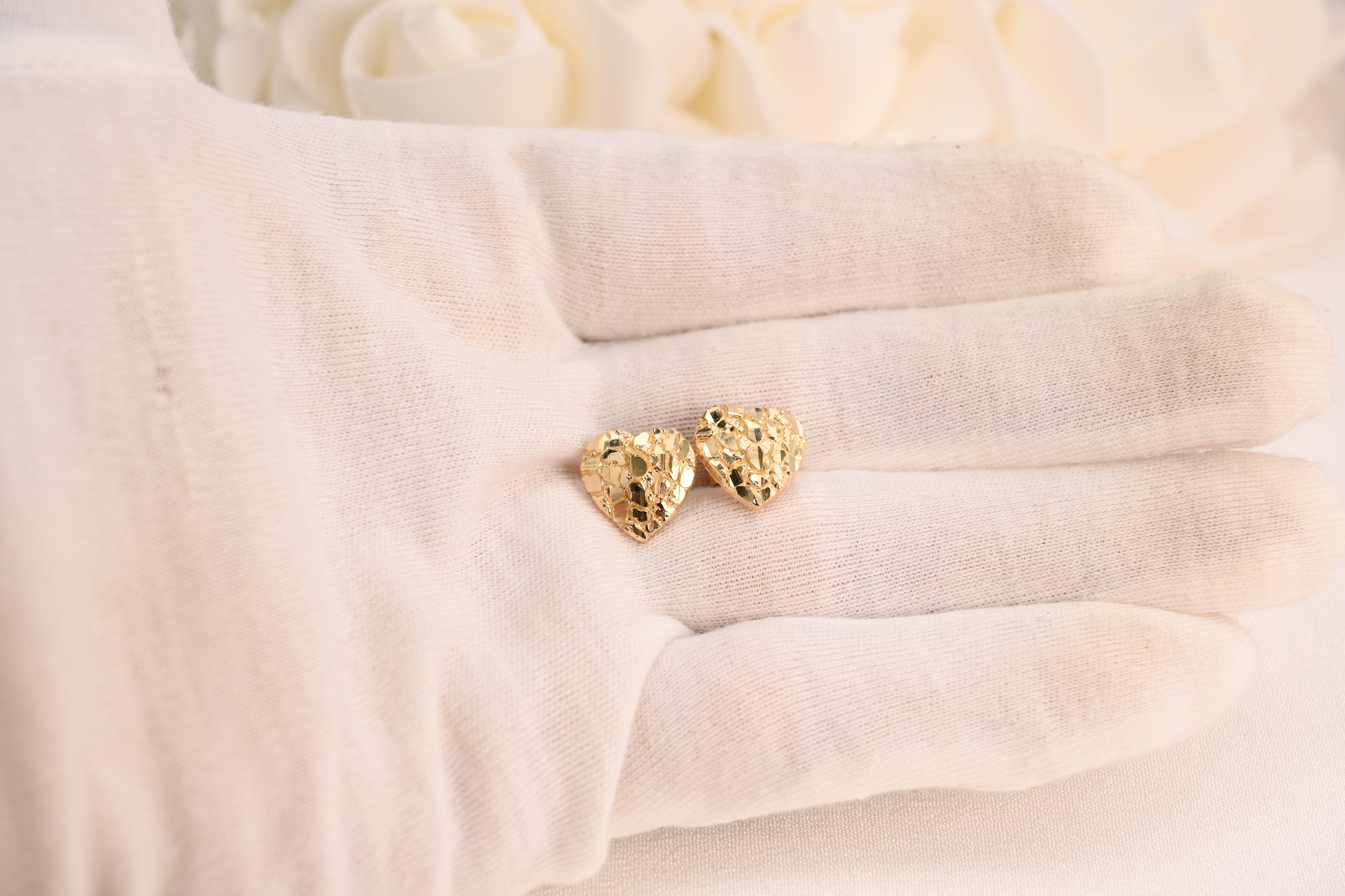 14k Heart Nugget Stud Earrings