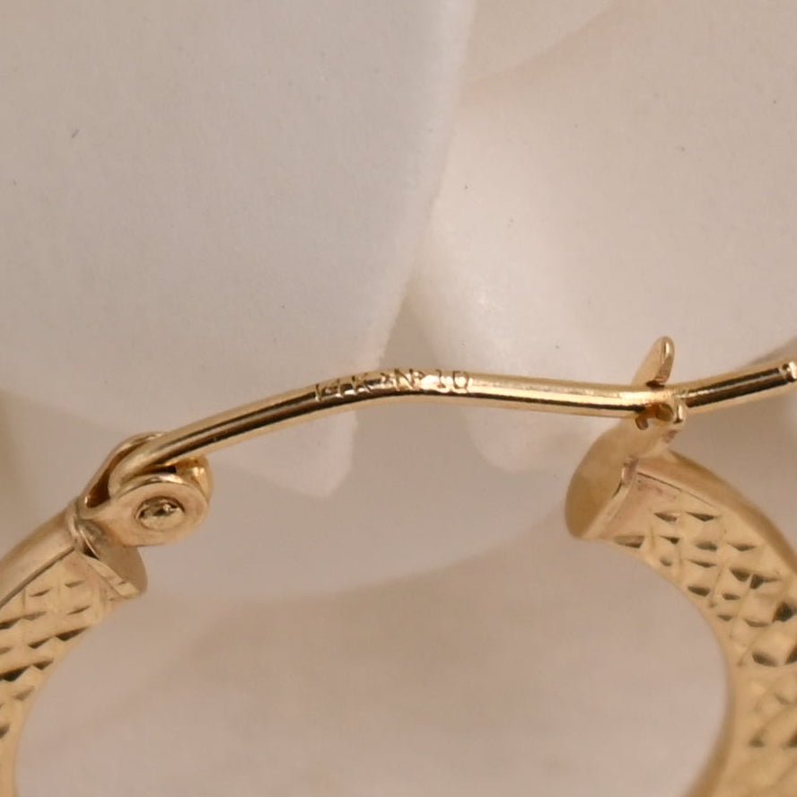 14k Diamond Cut Flat Hoops