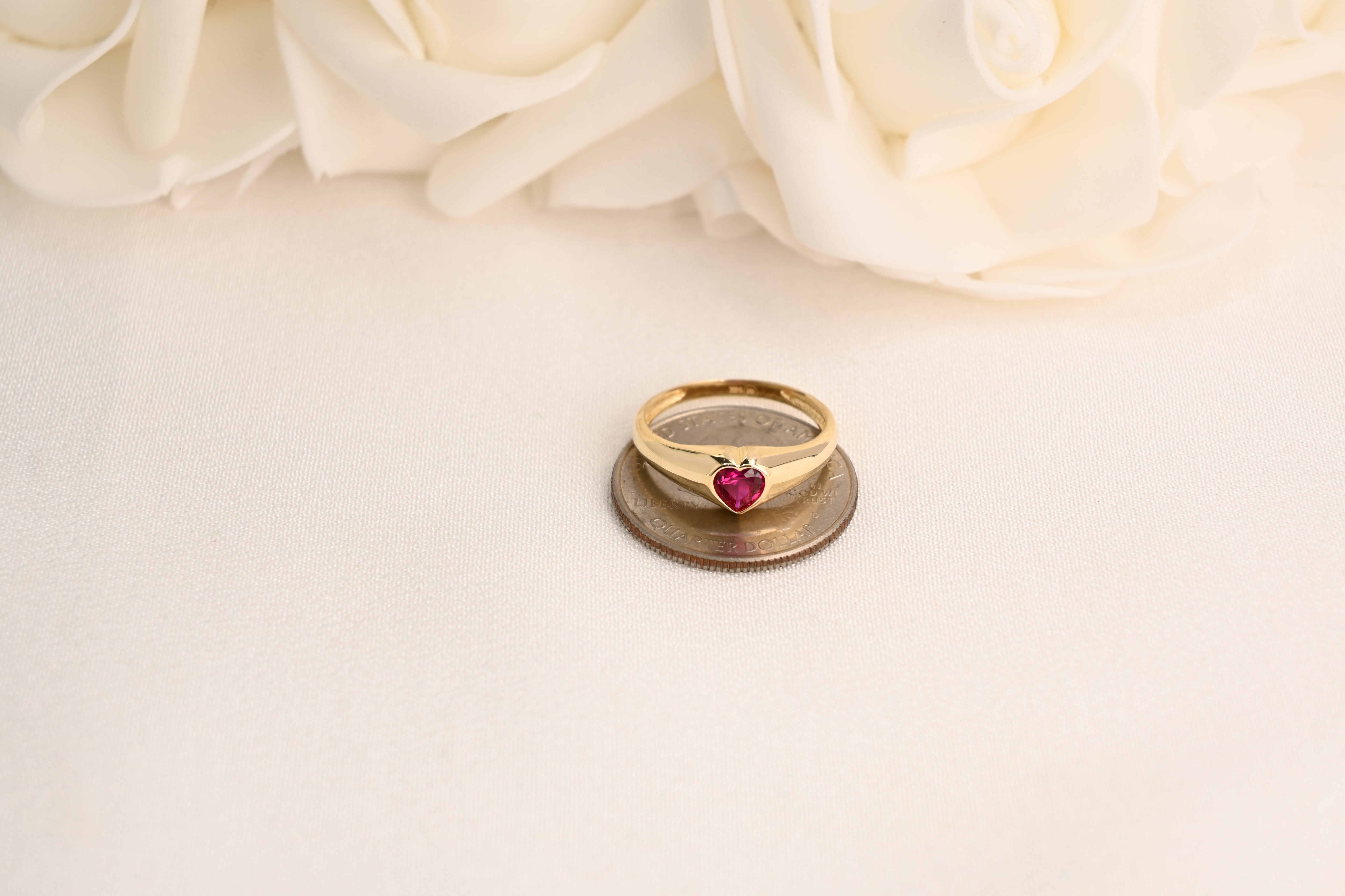 14k Signet Ruby Heart Ring