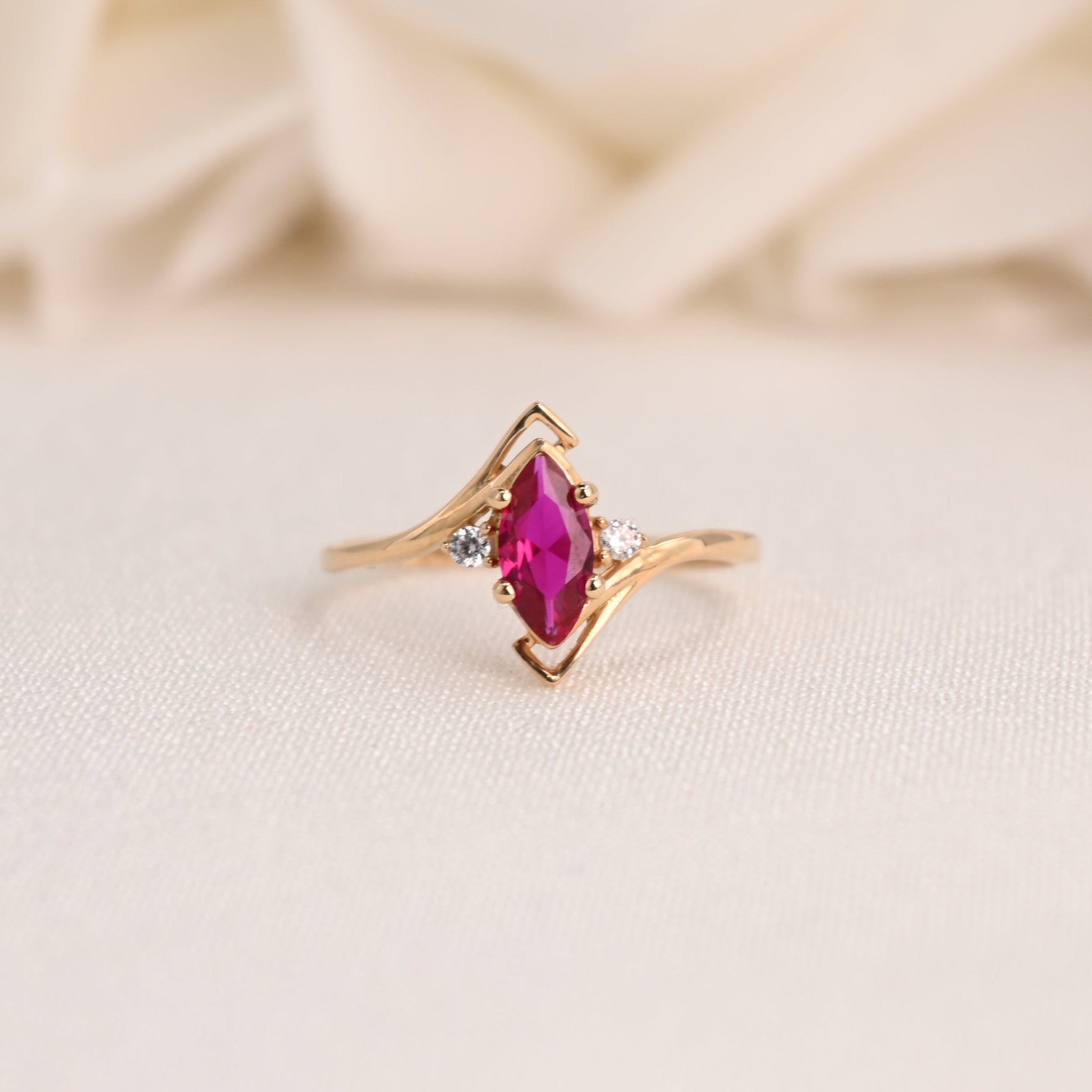 14k Marquise Simulated Ruby