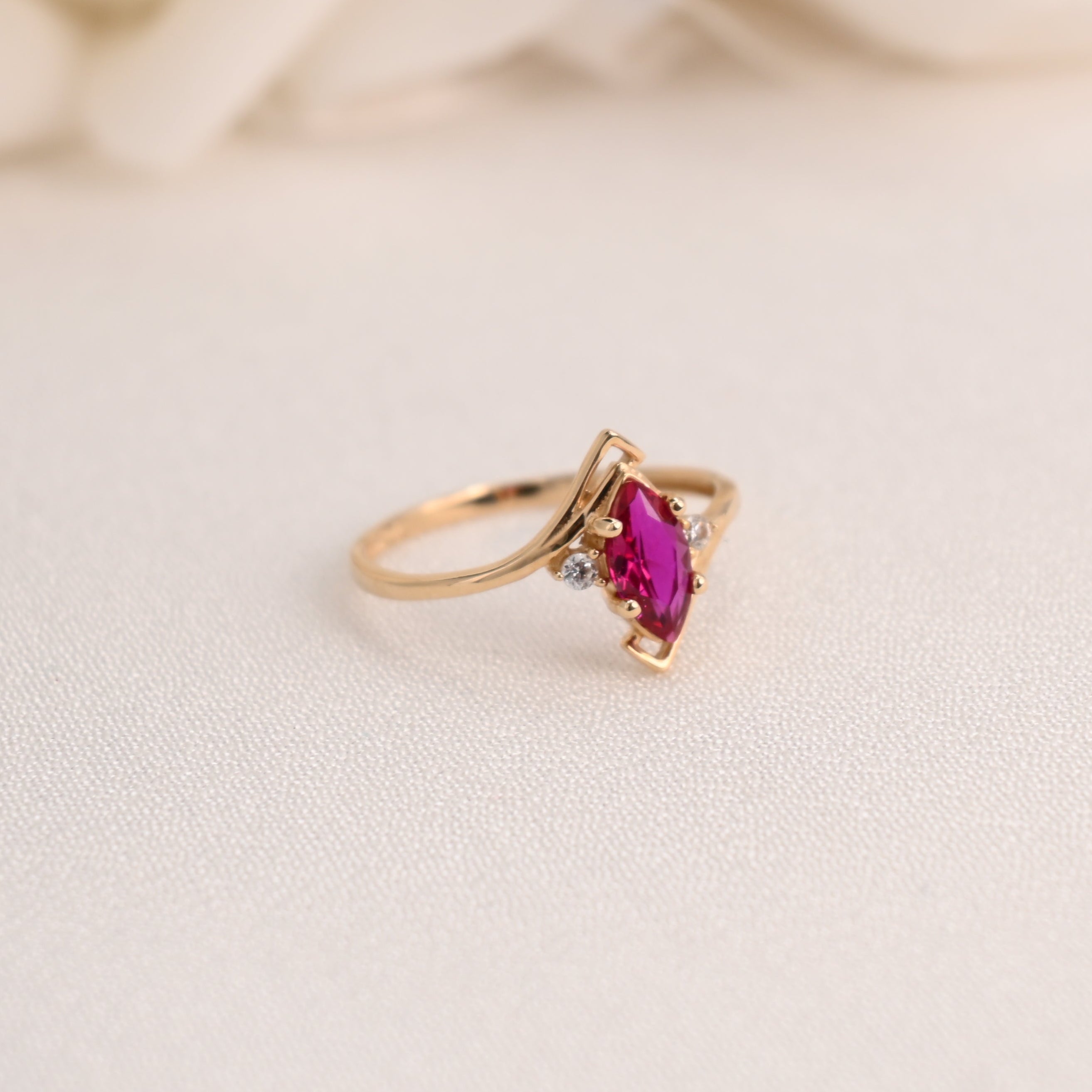 14k Marquise Simulated Ruby