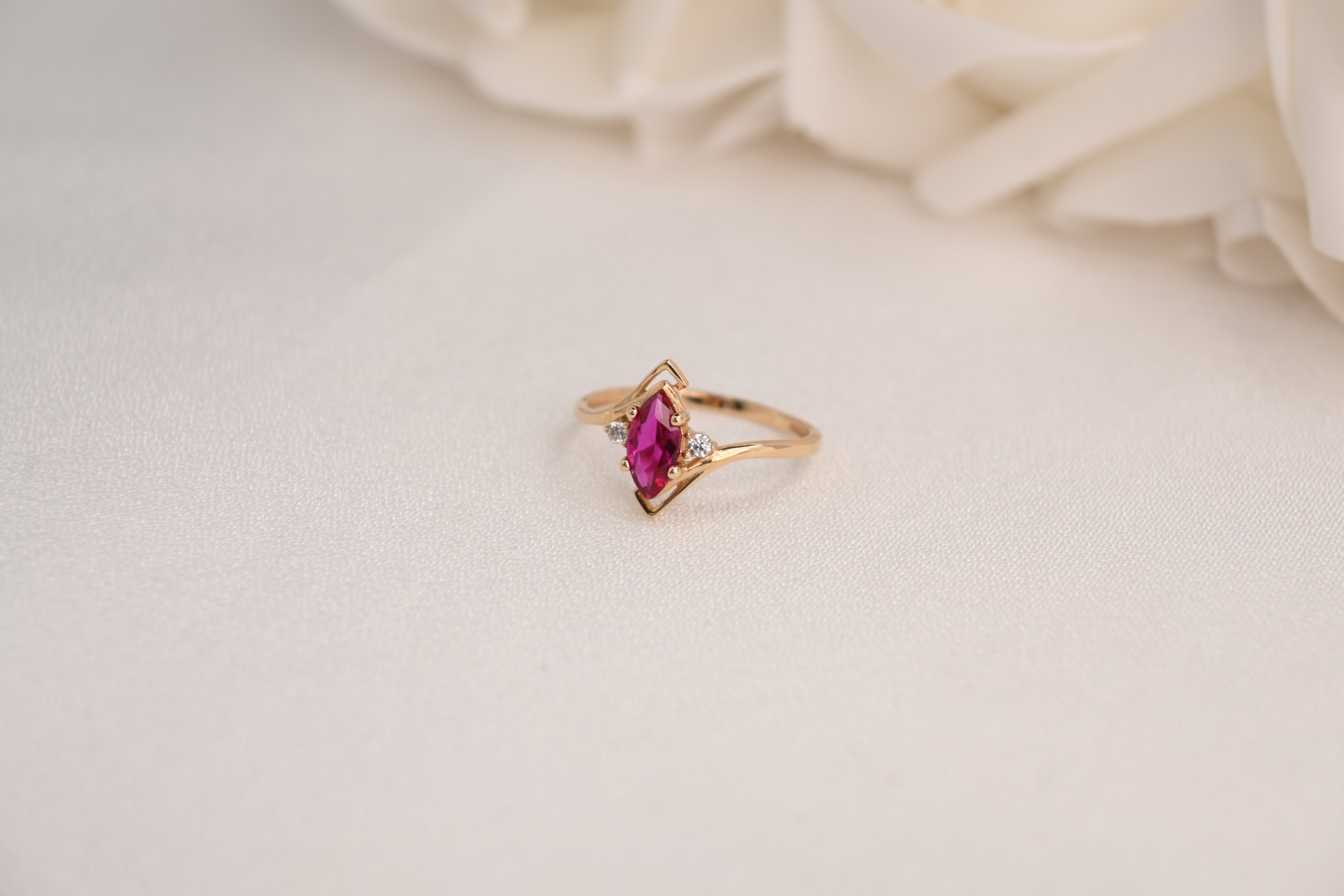 14k Marquise Simulated Ruby
