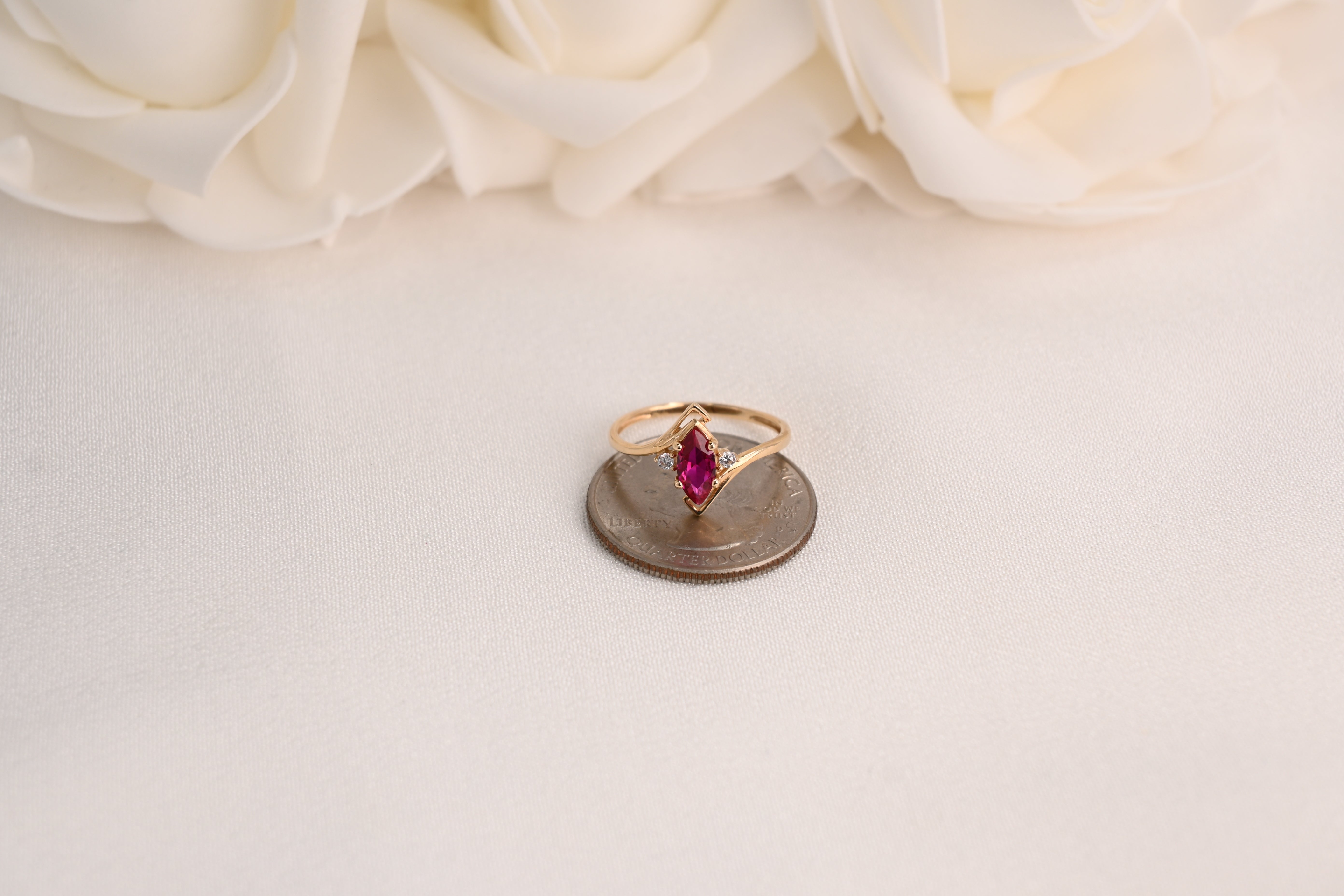 14k Marquise Simulated Ruby