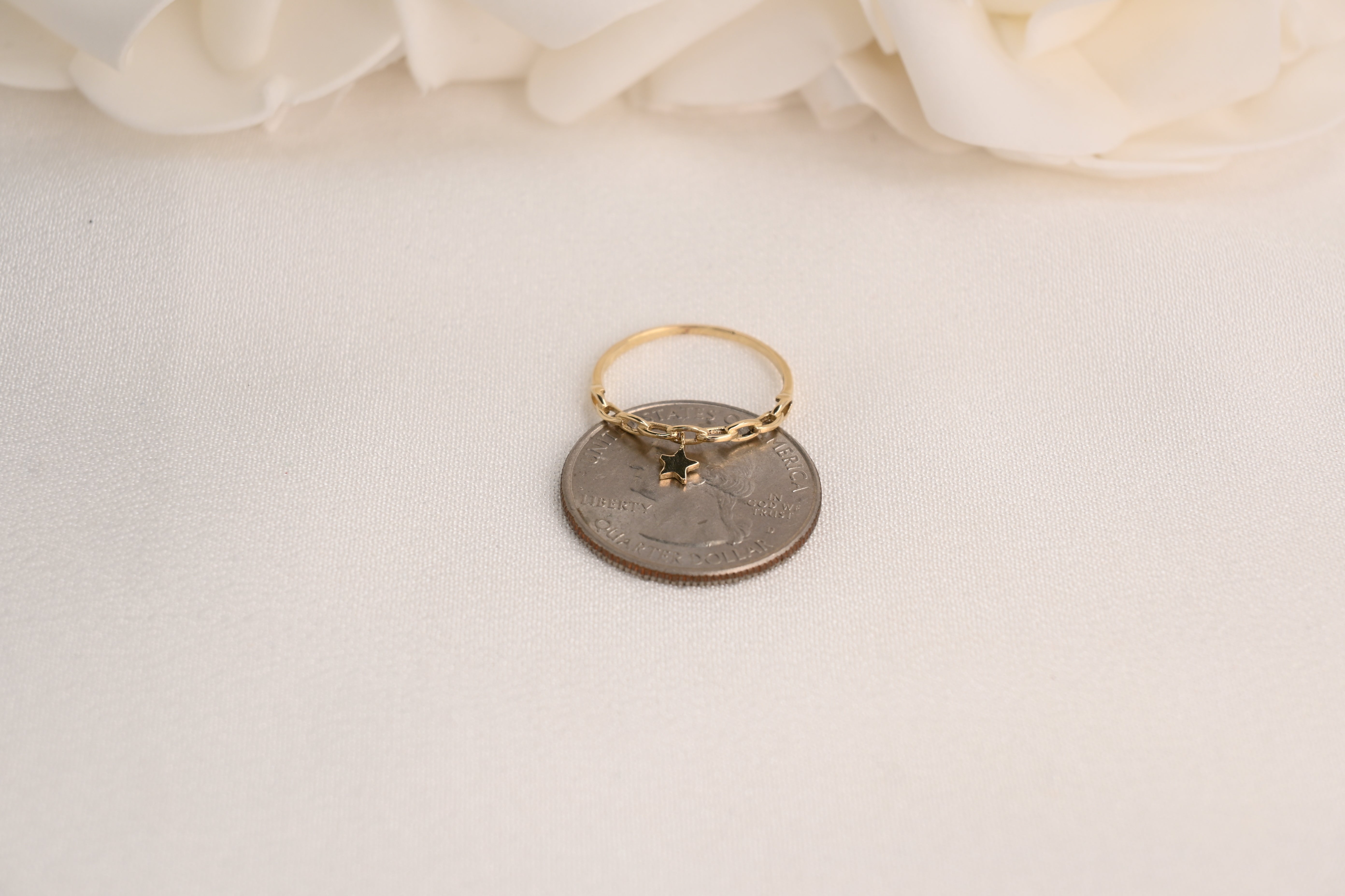 14k Hanging Star Paperclip Ring