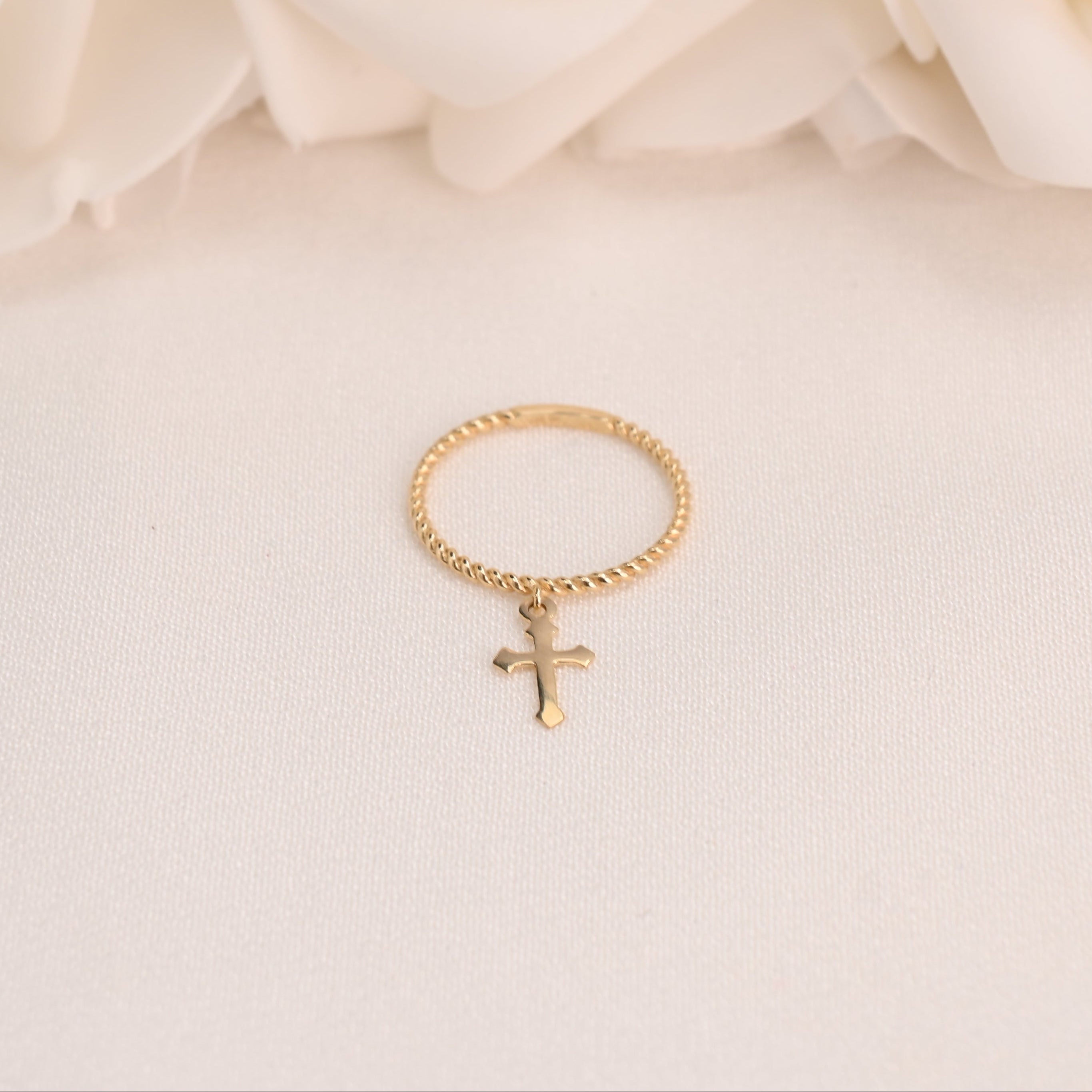 14k Hanging Cross Ring
