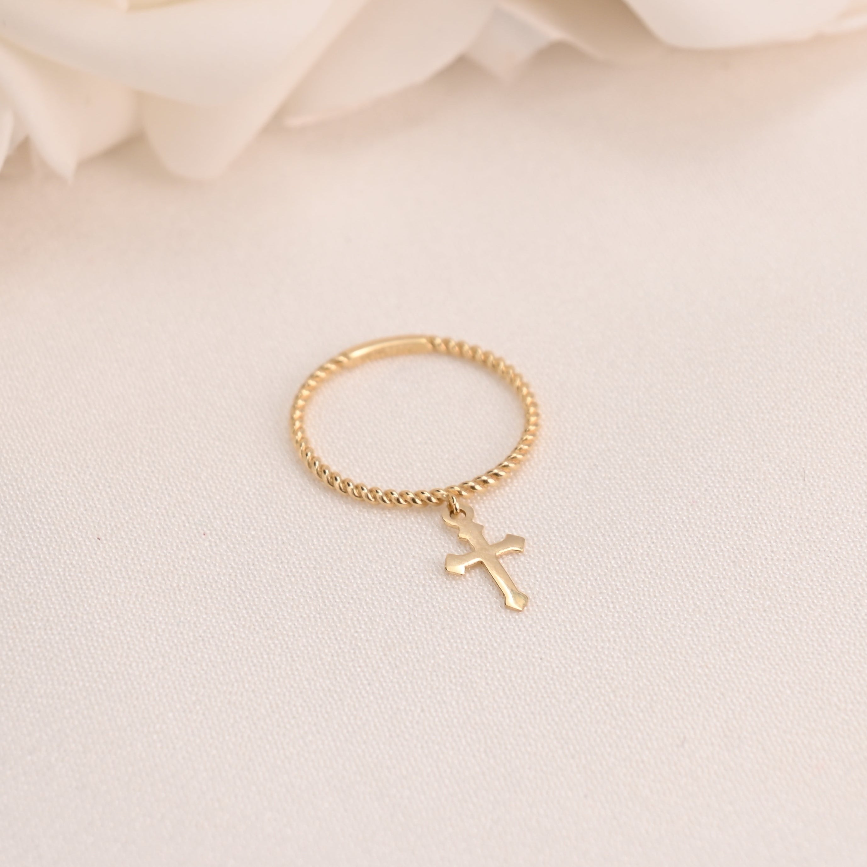 14k Hanging Cross Ring