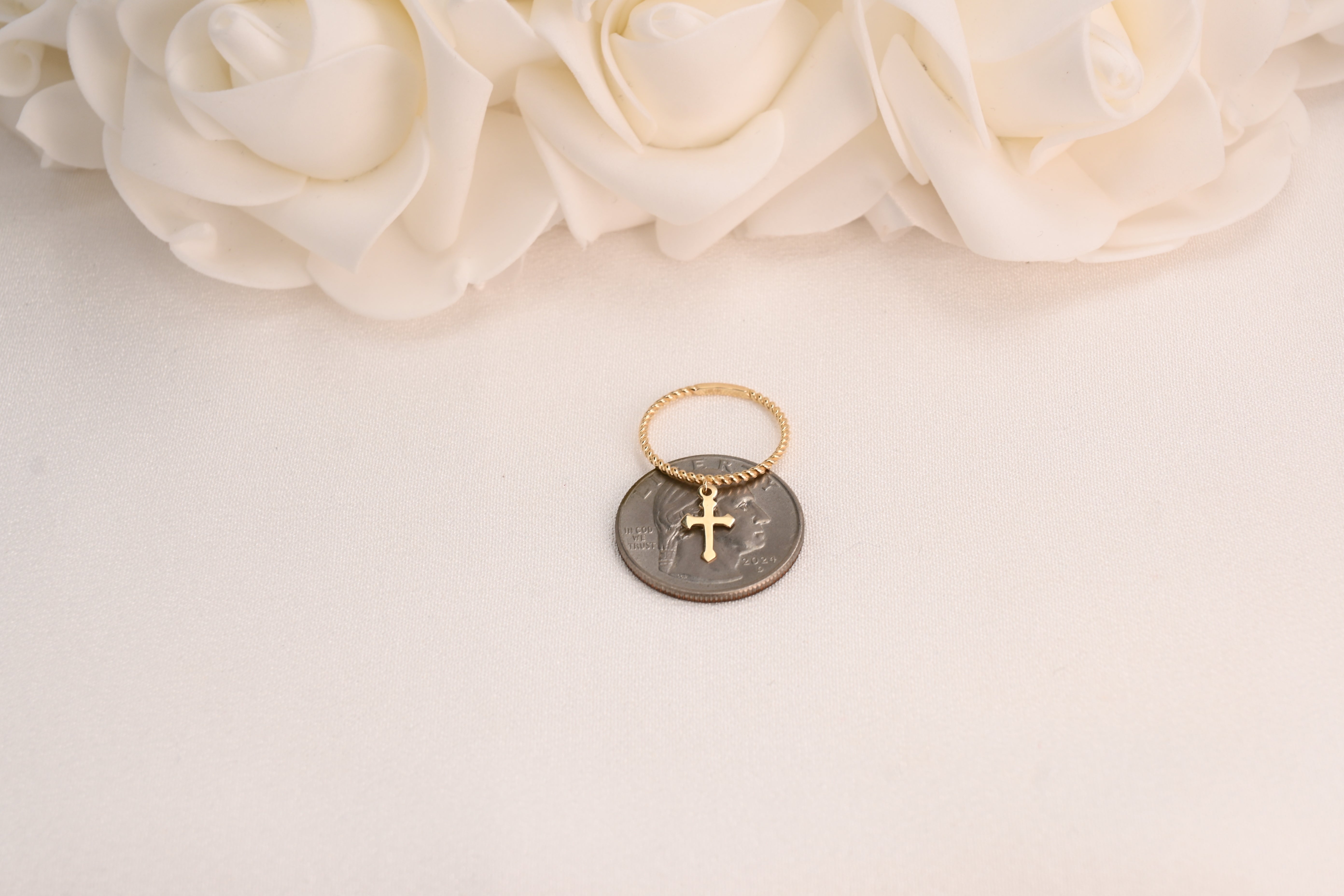 14k Hanging Cross Ring