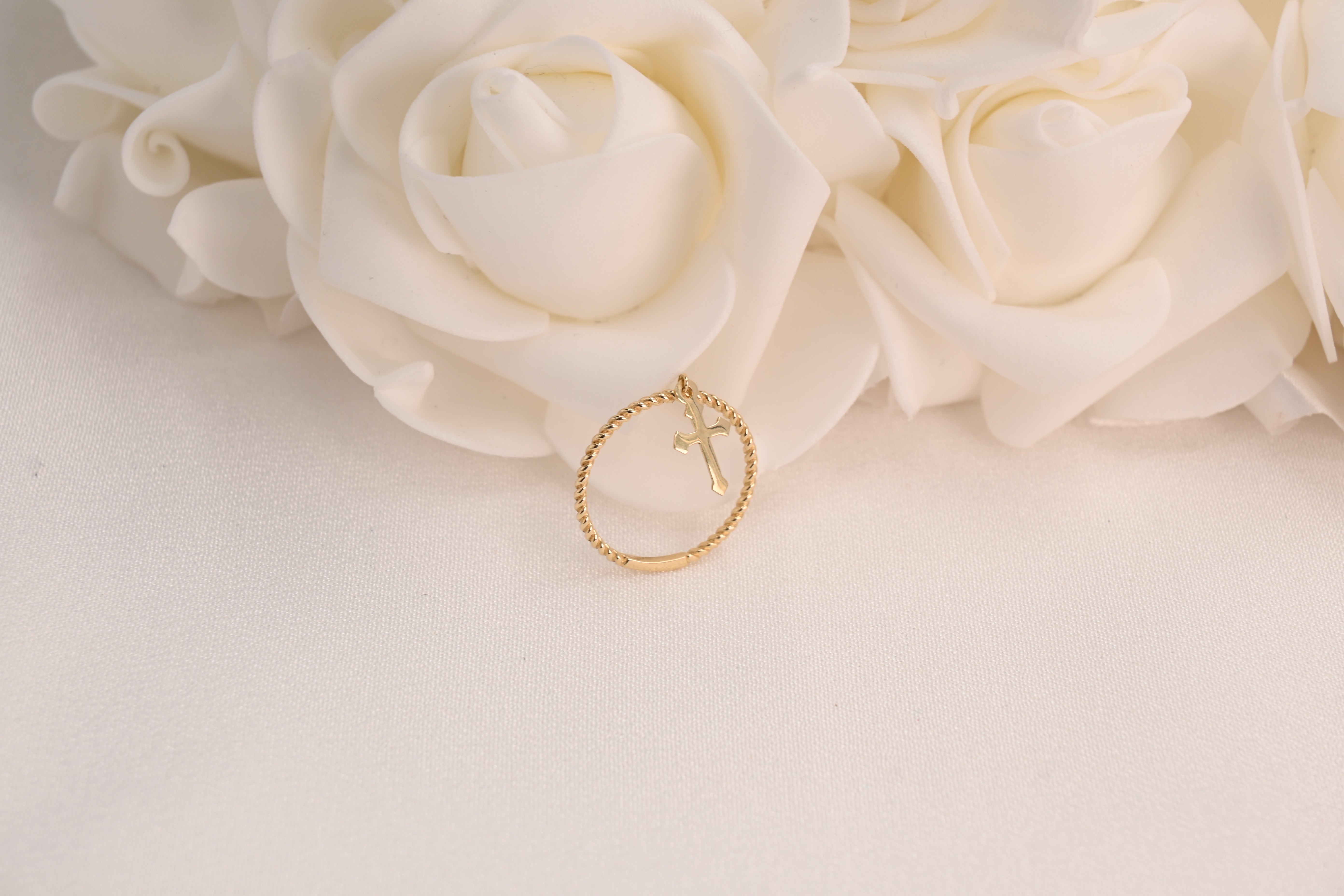 14k Hanging Cross Ring