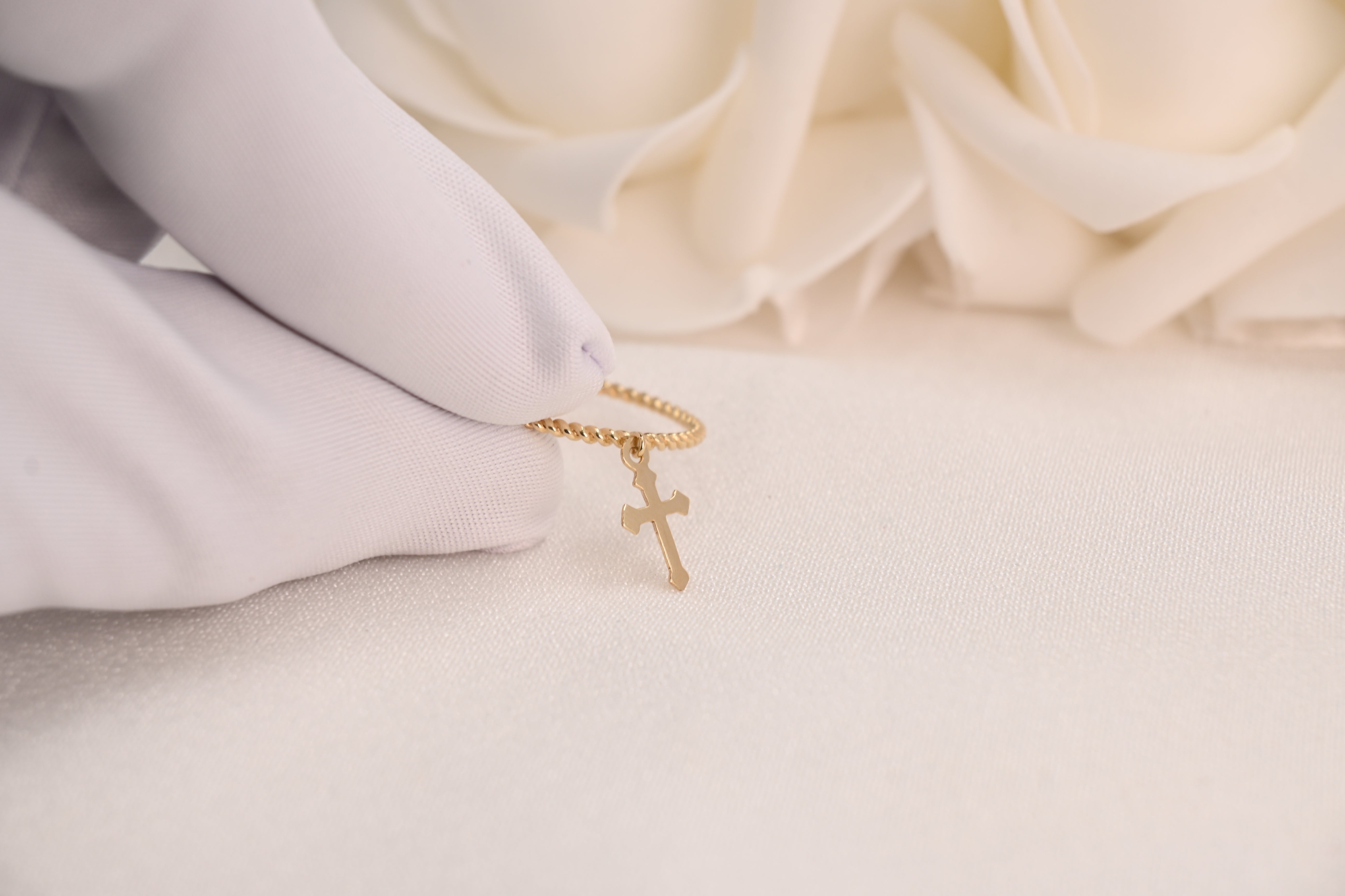 14k Hanging Cross Ring