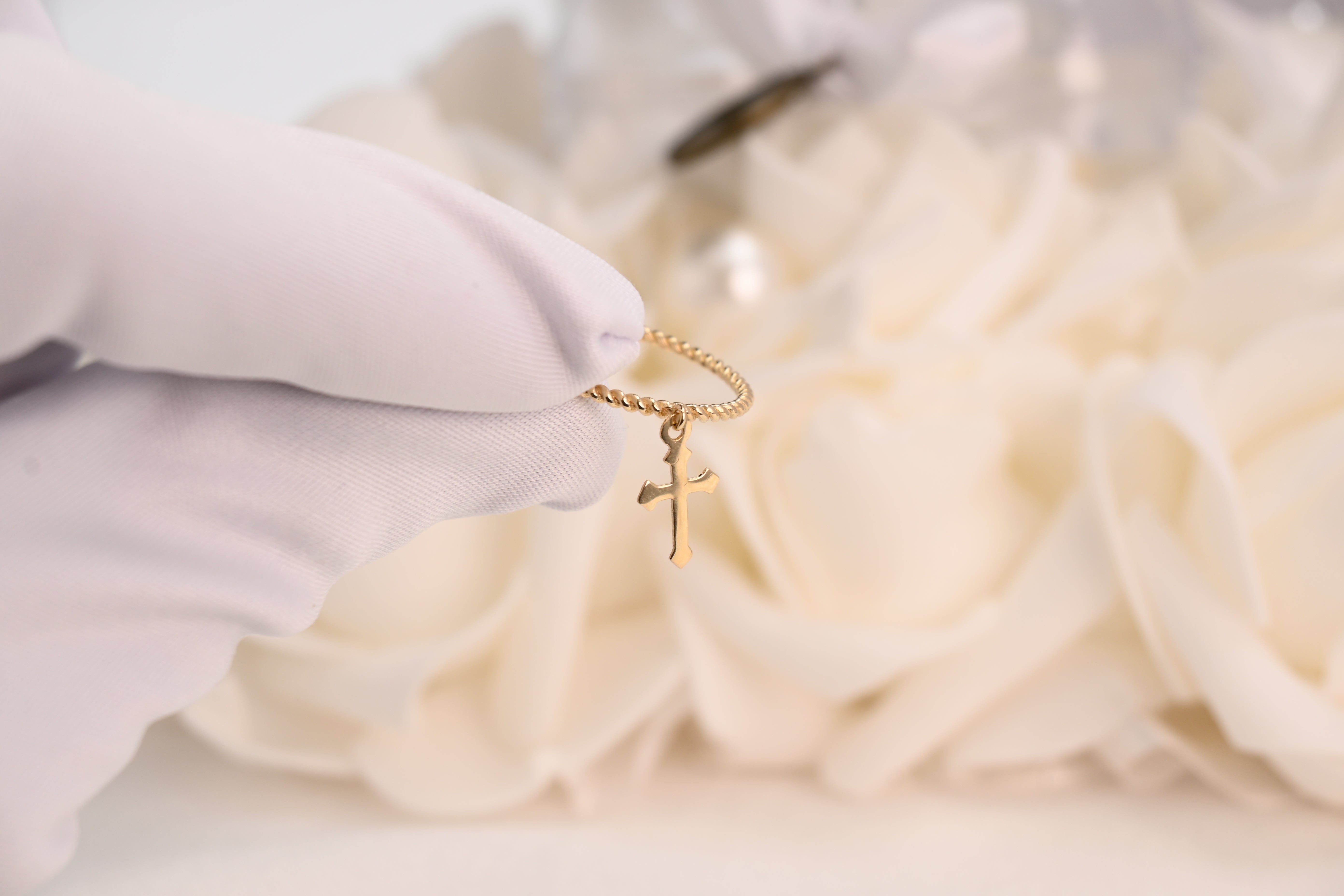 14k Hanging Cross Ring