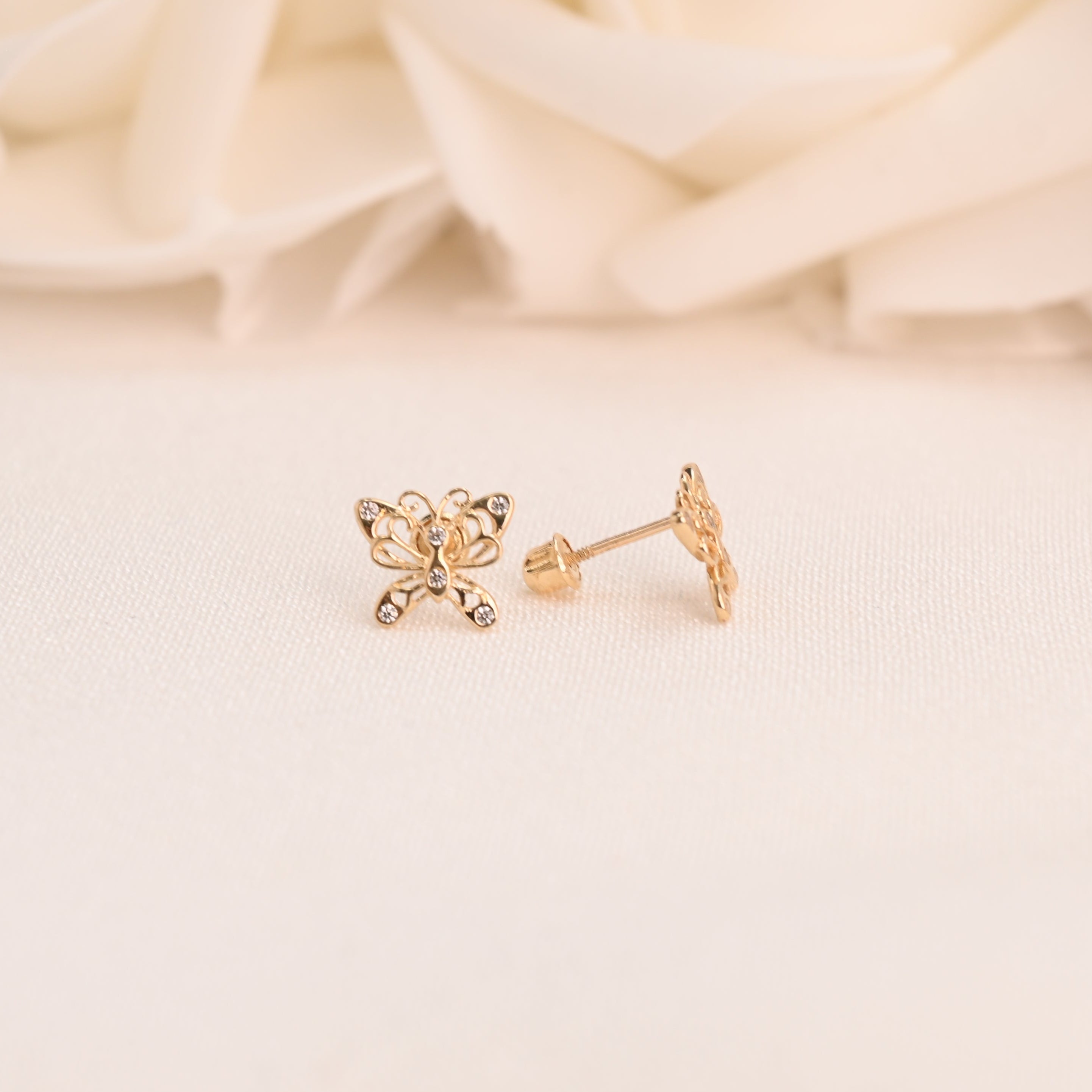 14k Filigree Butterfly Stud Earrings