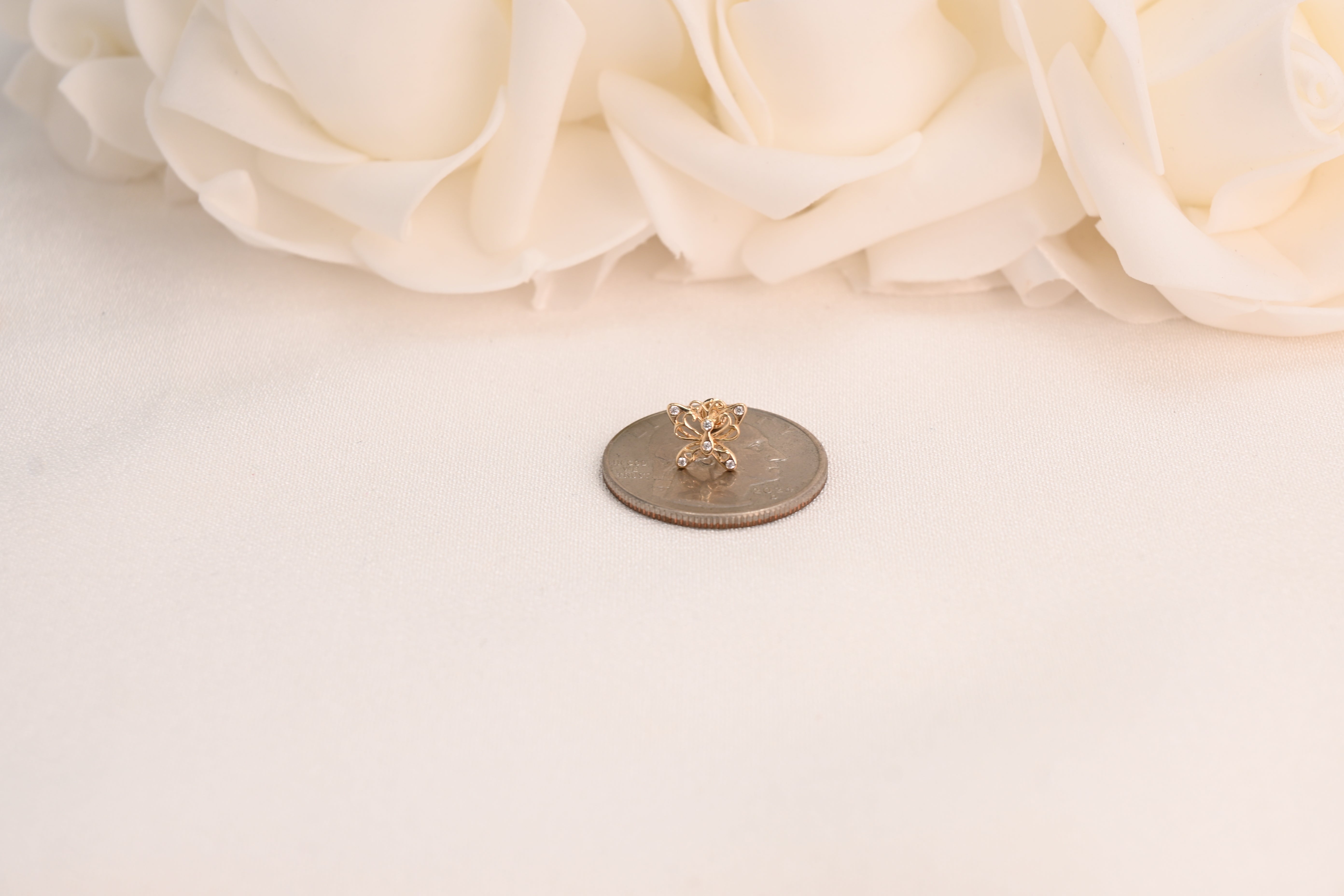 14k Filigree Butterfly Stud Earrings